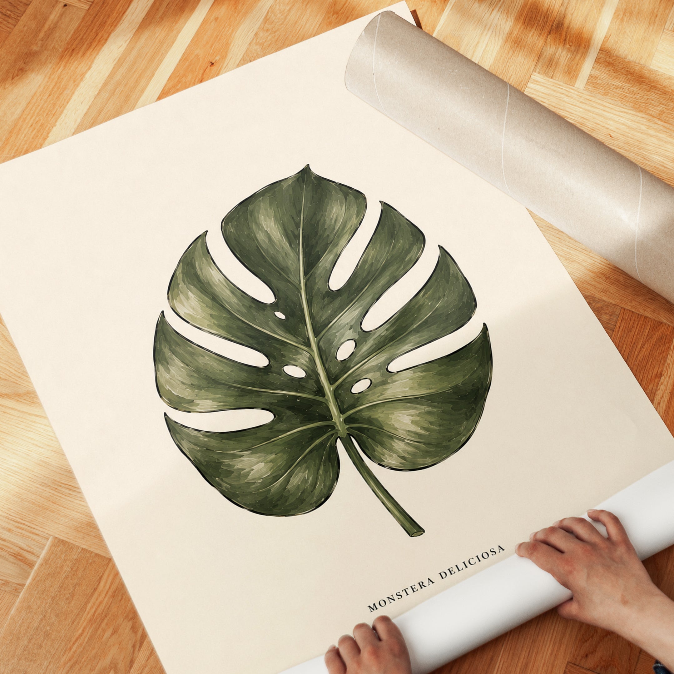 Monstera Leaf Wall Art – Botanical Print - detail