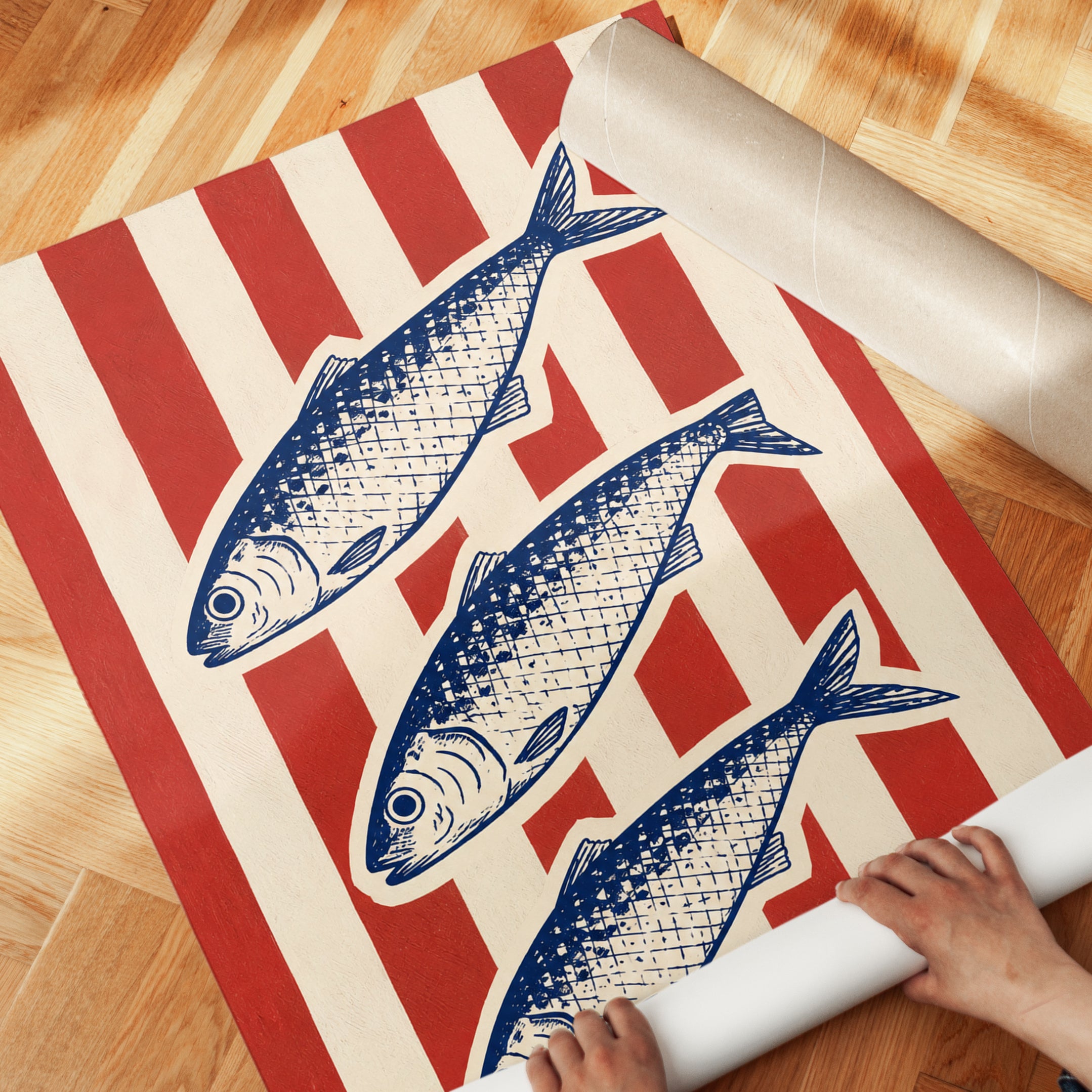 Nautical Fish Wall Art – Coastal Kitchen Decor - detail
