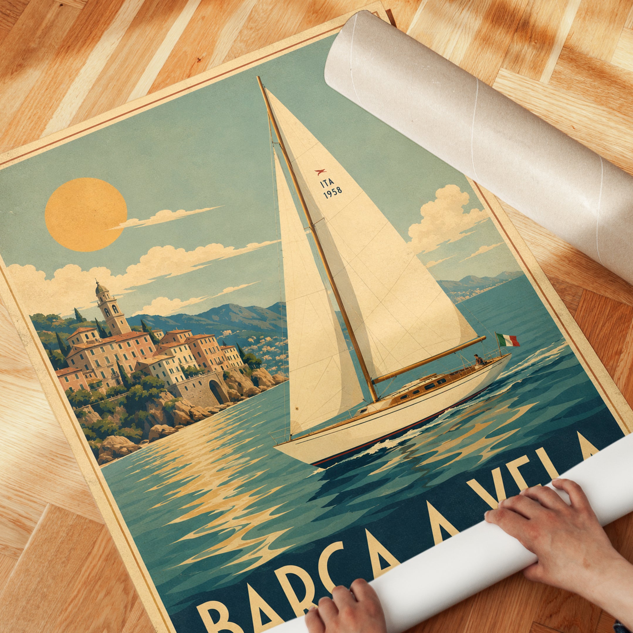 Italian Riviera Poster – Vintage Travel Print - detail
