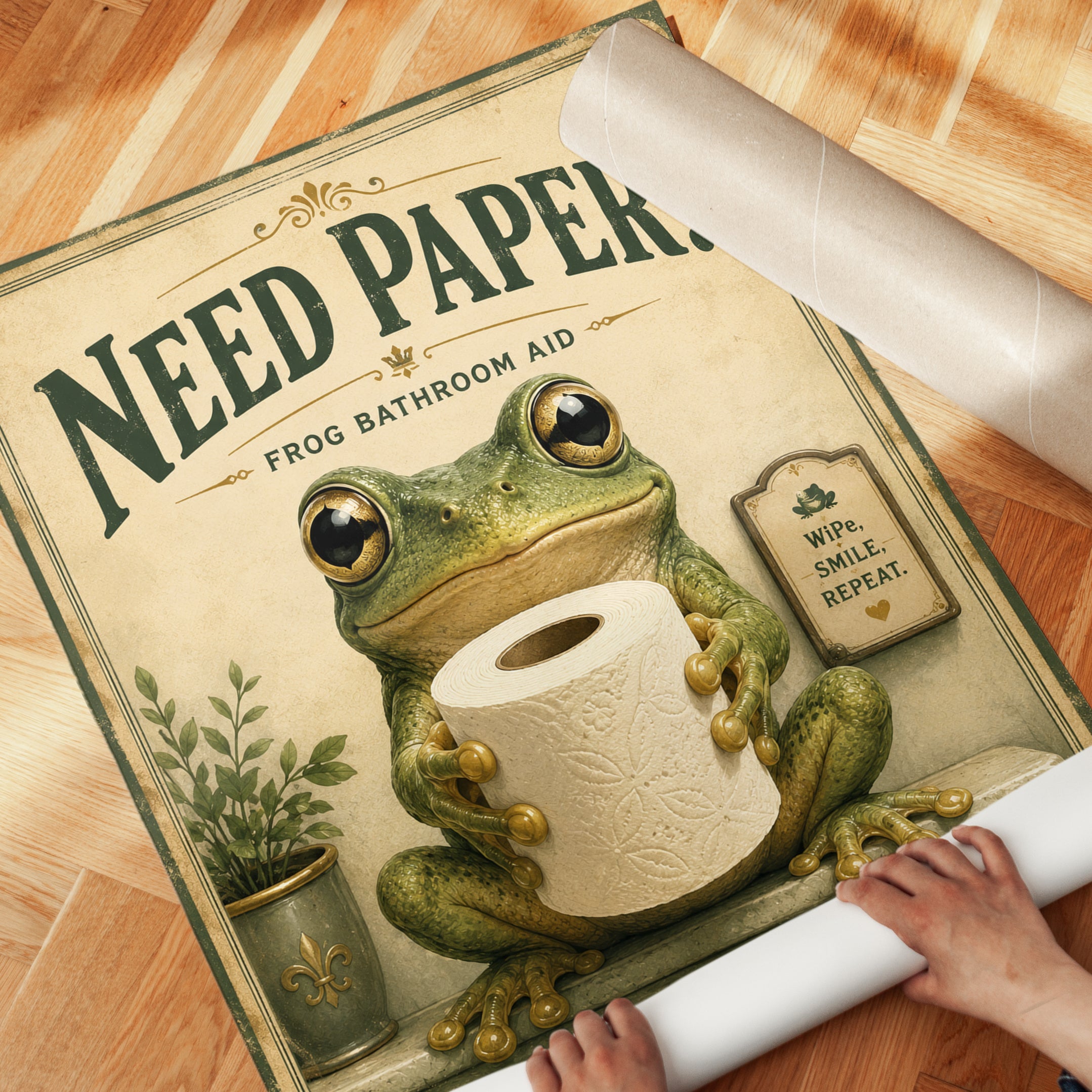 Funny Frog Bathroom Print - detail