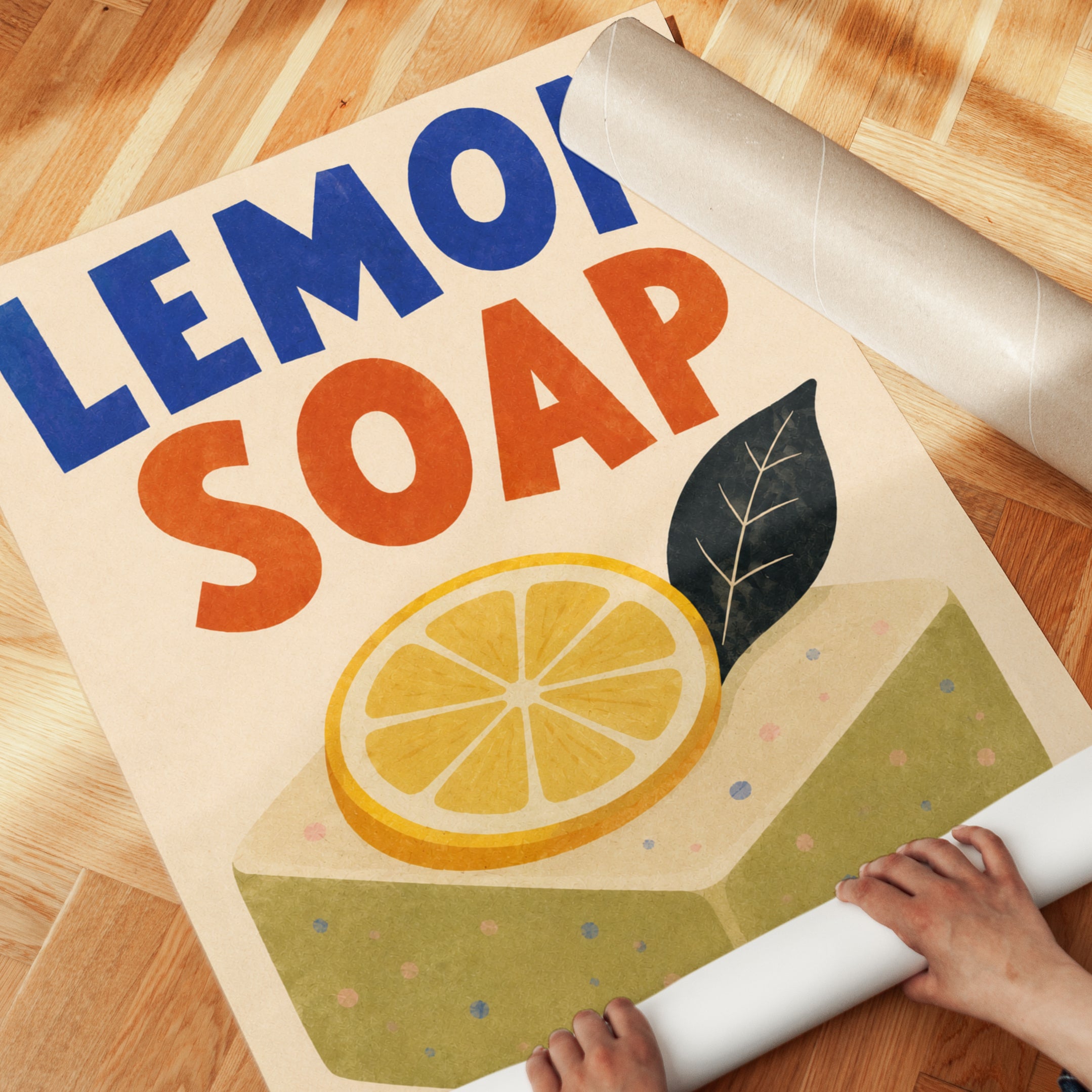Lemon Soap Poster – Retro Kitchen Wall Art - detail