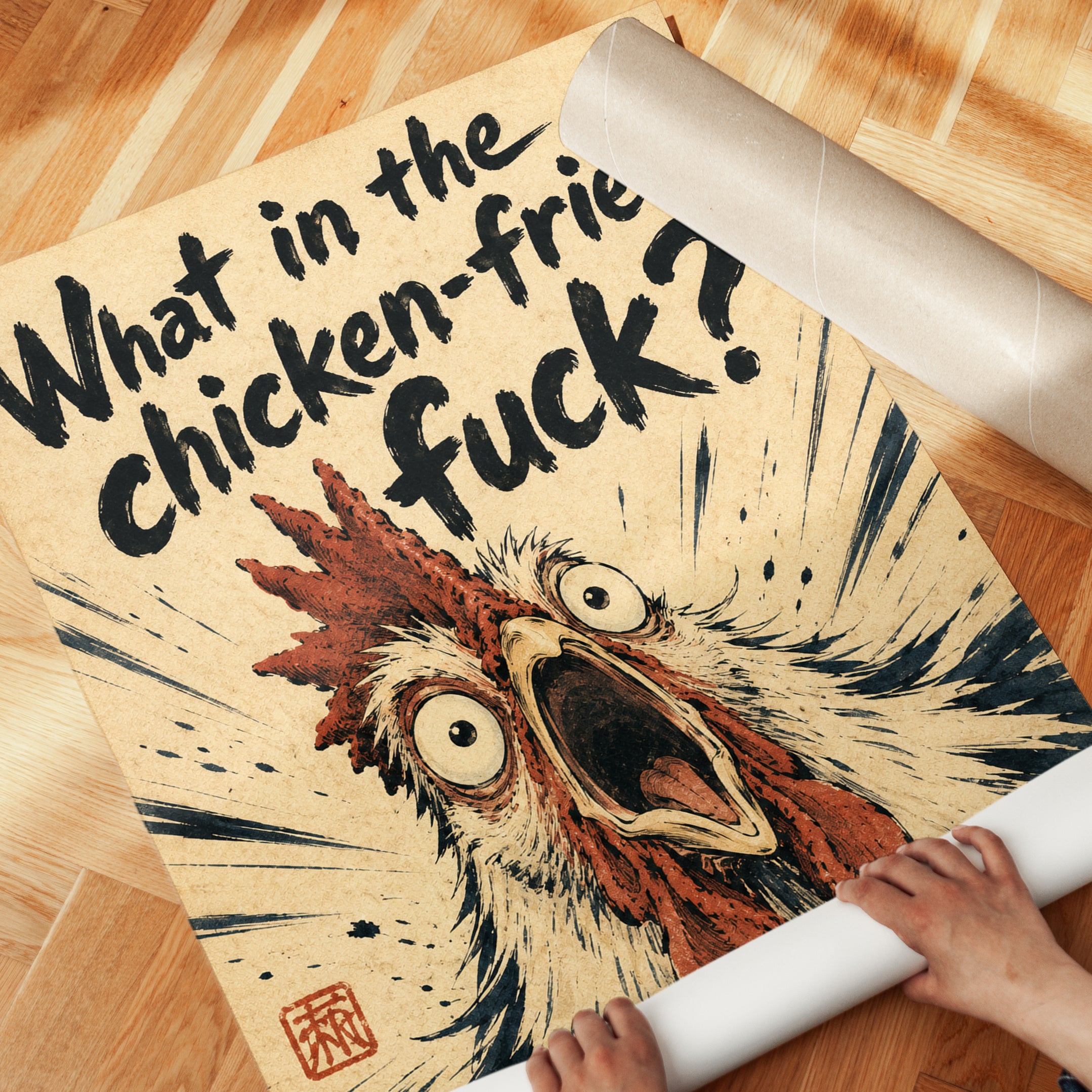 Funny Kitchen Wall Art – Chicken Print - detail