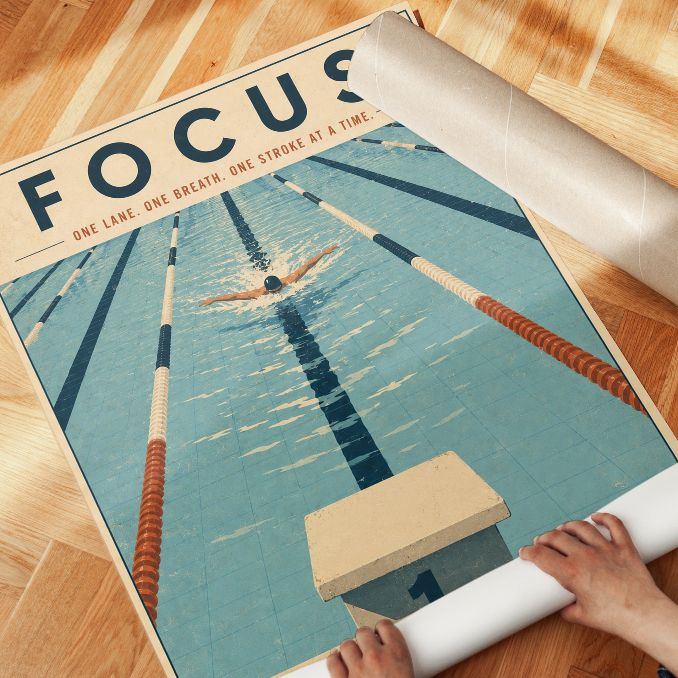 Swimming Motivational Poster – Focus Wall Art - detail