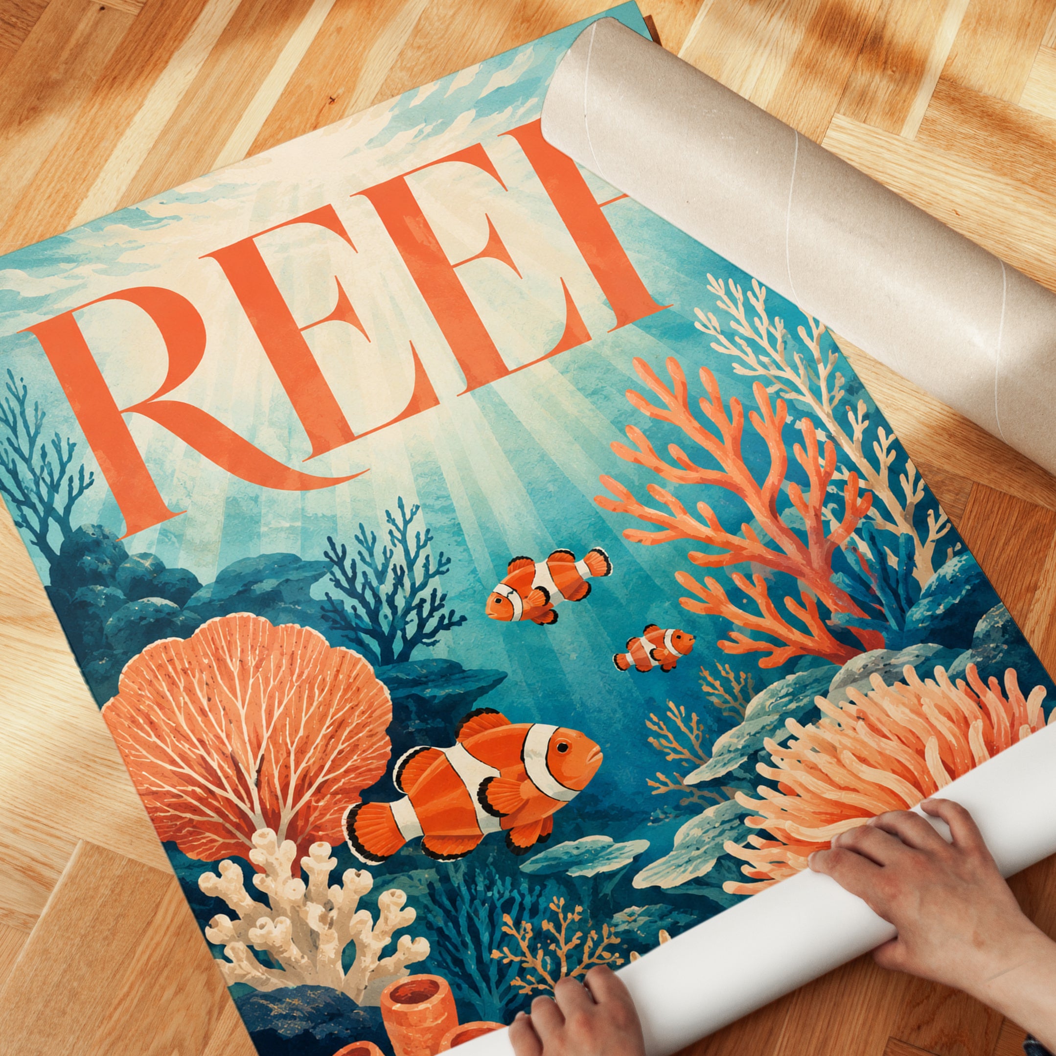 Coral Reef Wall Art – Ocean Typography Print - detail
