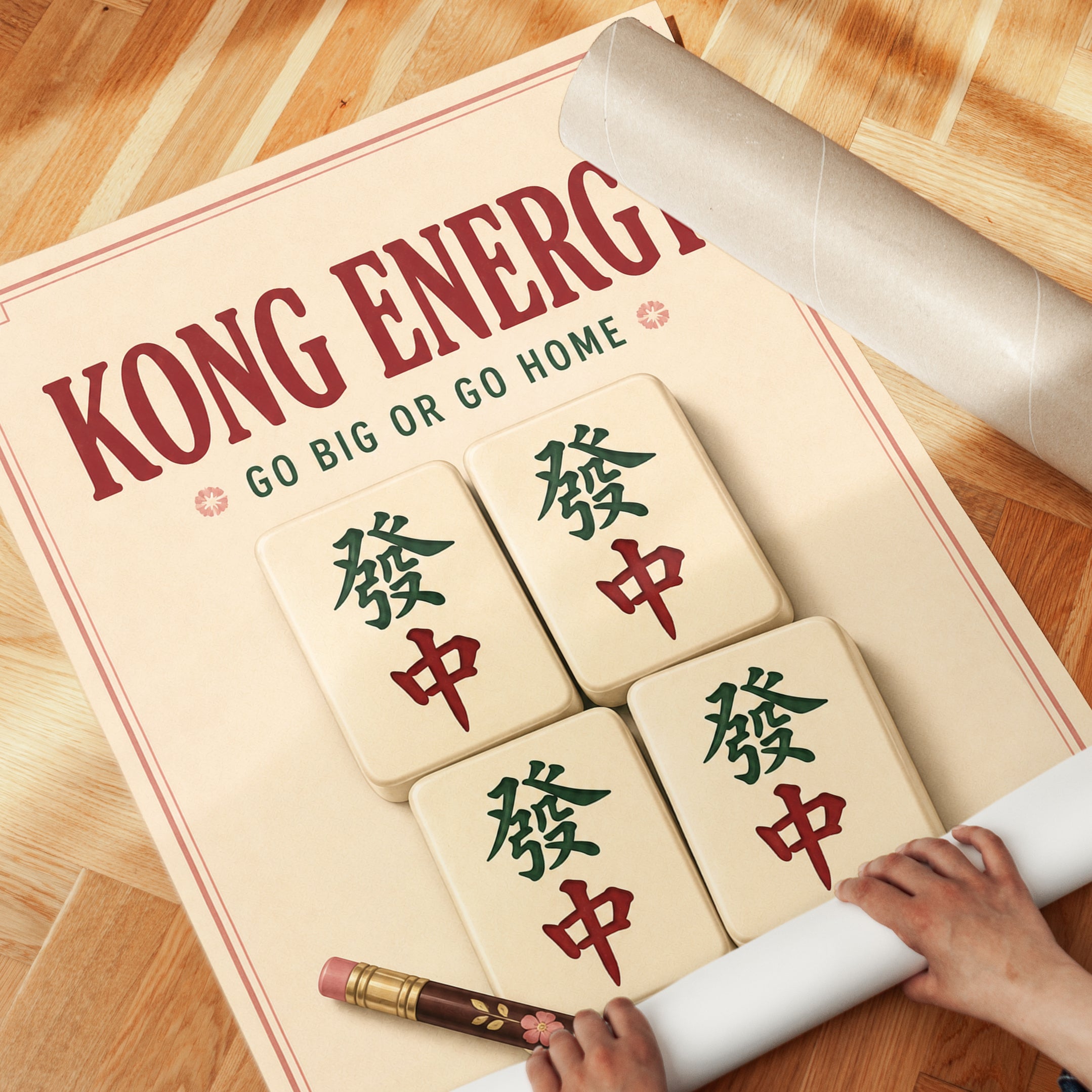 Mahjong Wall Art – Vintage Game Poster - detail