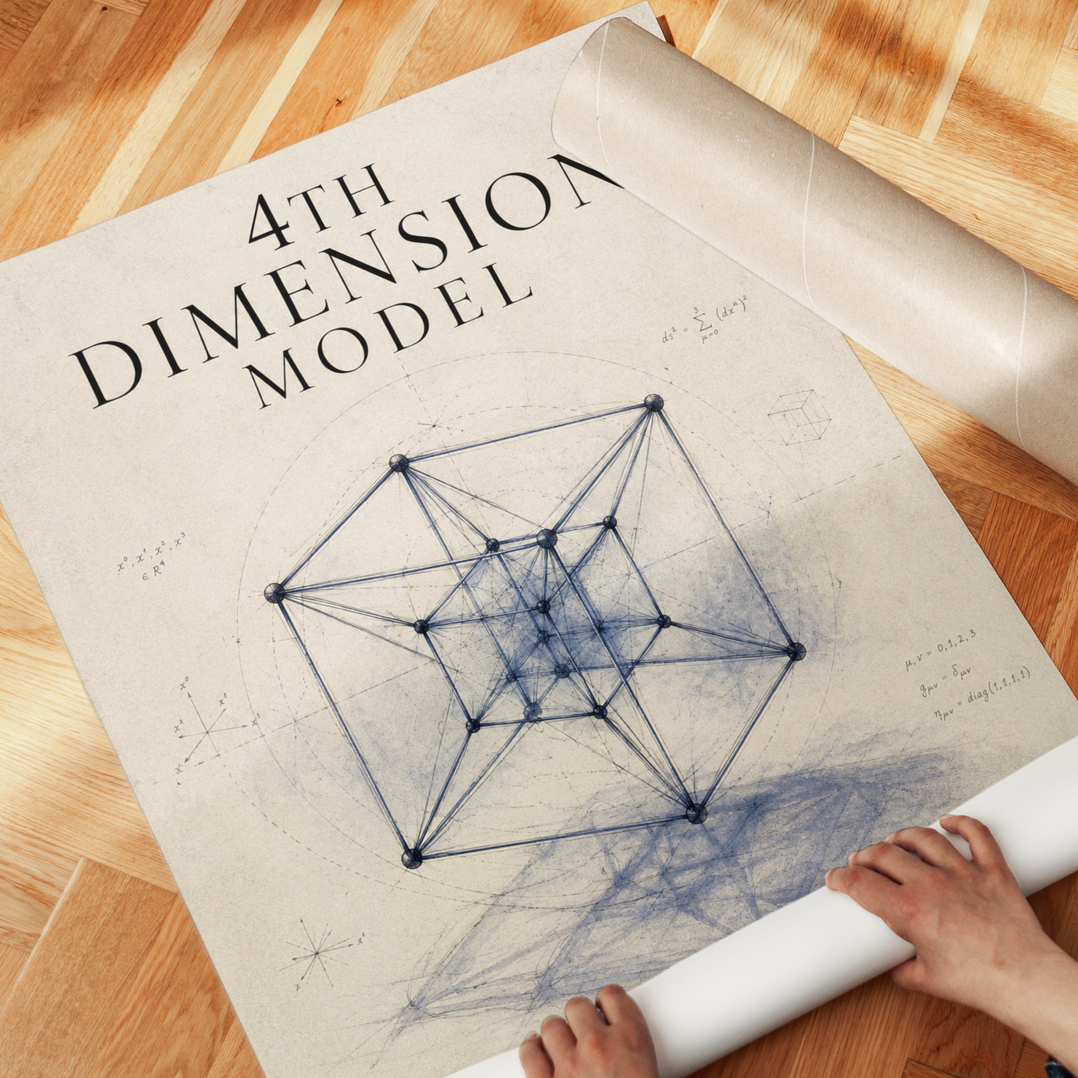 Geometry Wall Art – 4th Dimension Model Print - detail