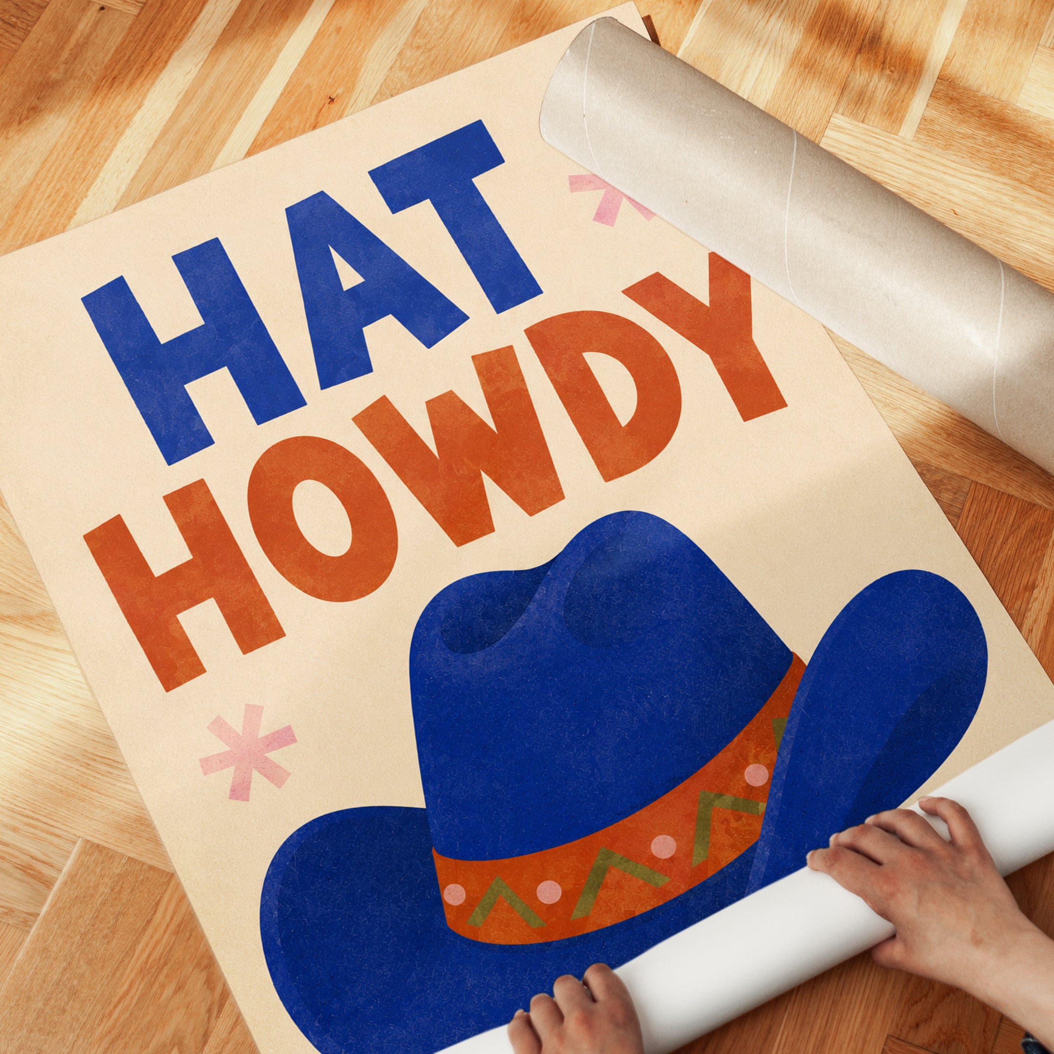 Cowboy Typography Print – Howdy Wall Art - detail