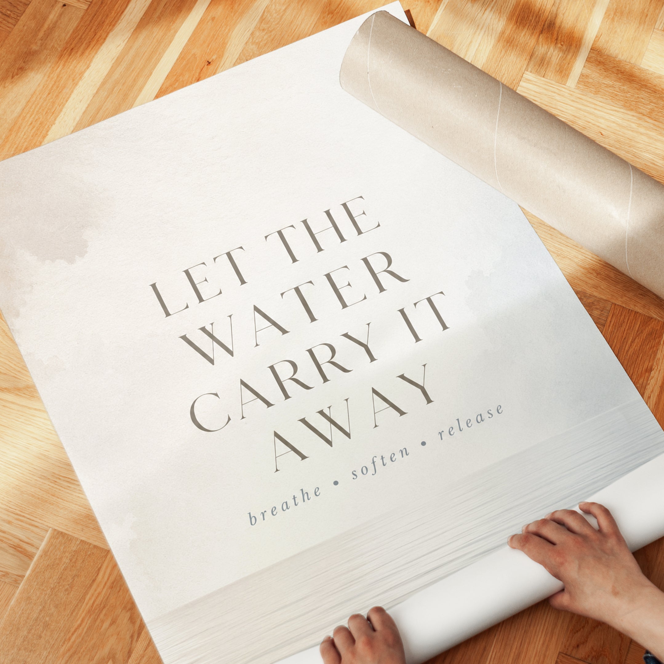 Let The Water Carry It Away Print: Minimalist Coastal Typography - detail