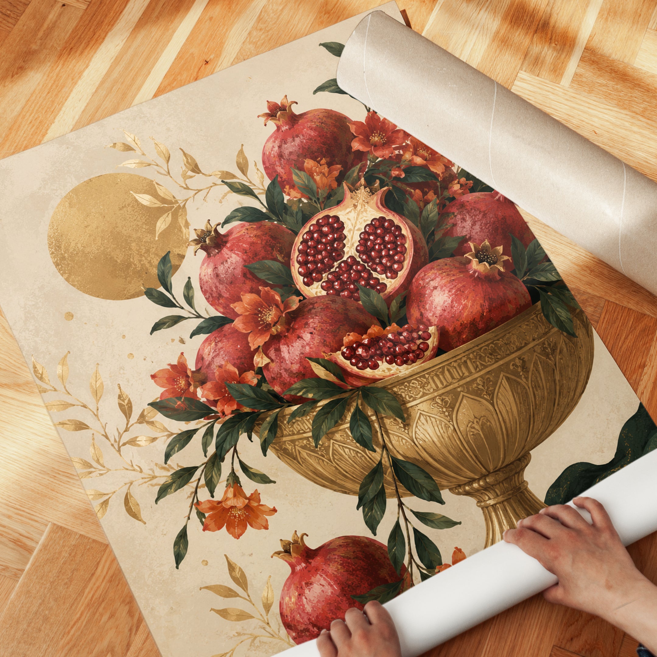 Pomegranate Wall Art – Vintage Fruit Print - detail