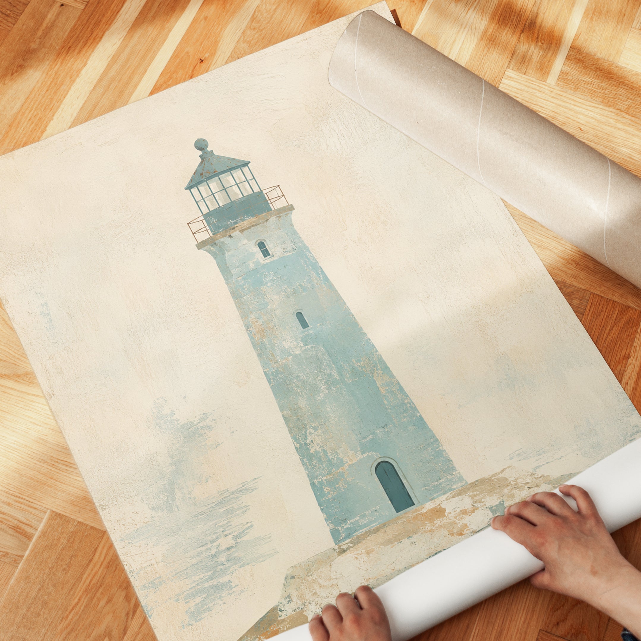 Lighthouse Wall Art – Coastal Vintage Print - detail