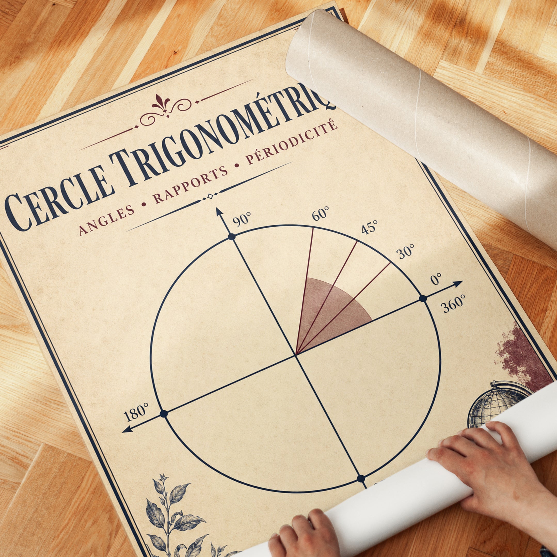 Math Classroom Poster – Trigonometry Circle Print - detail
