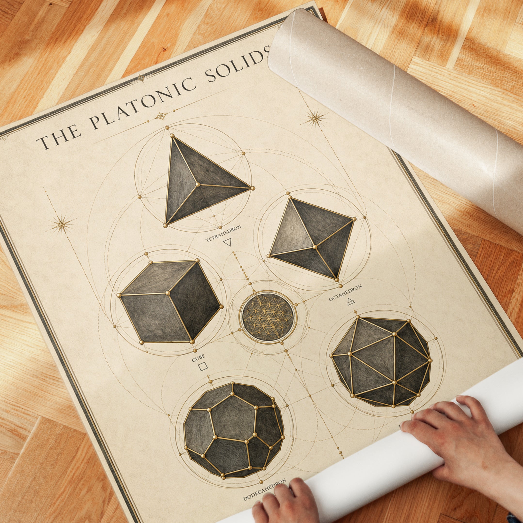 Platonic Solids Print – Sacred Geometry - detail
