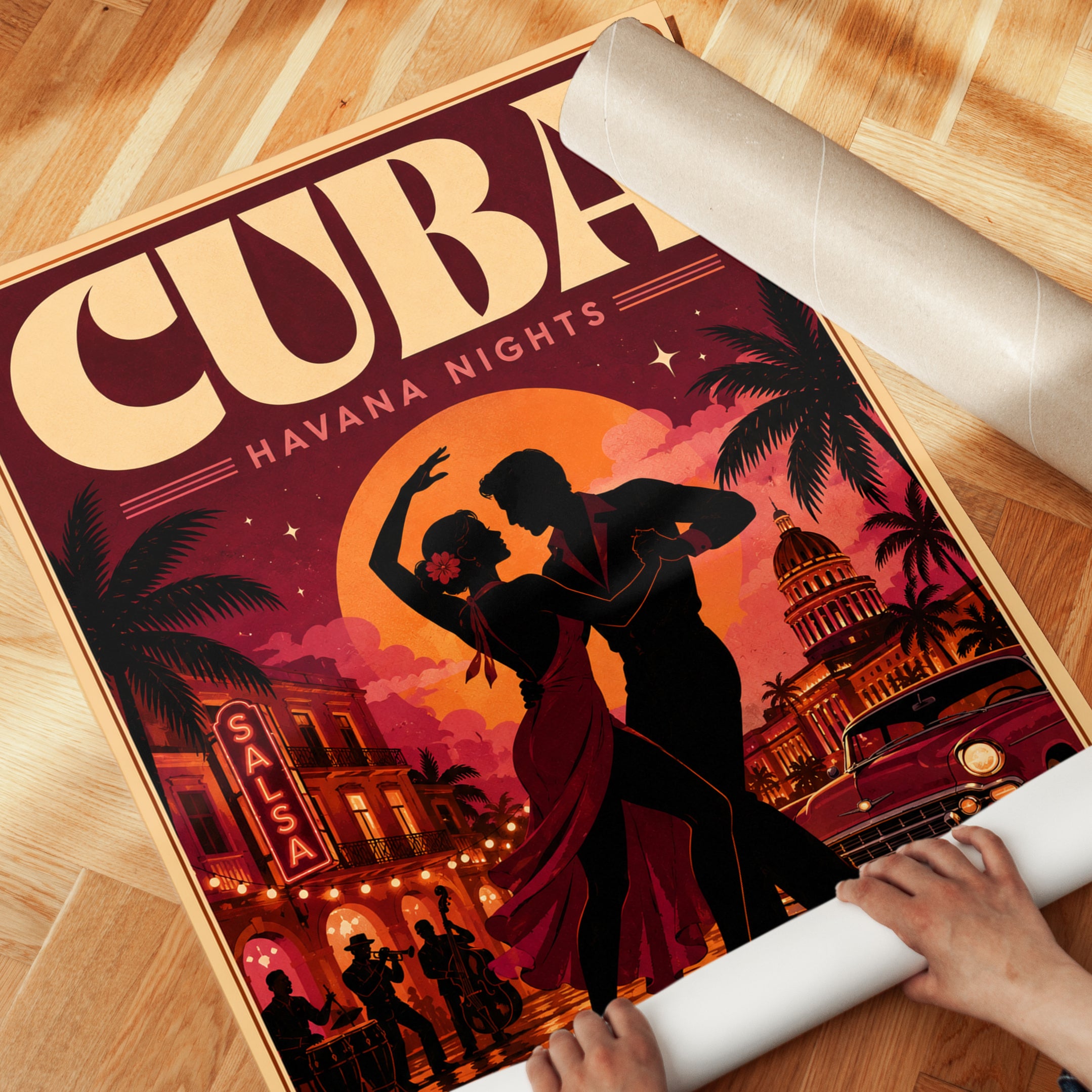 Cuba Travel Poster – Havana Wall Art - detail