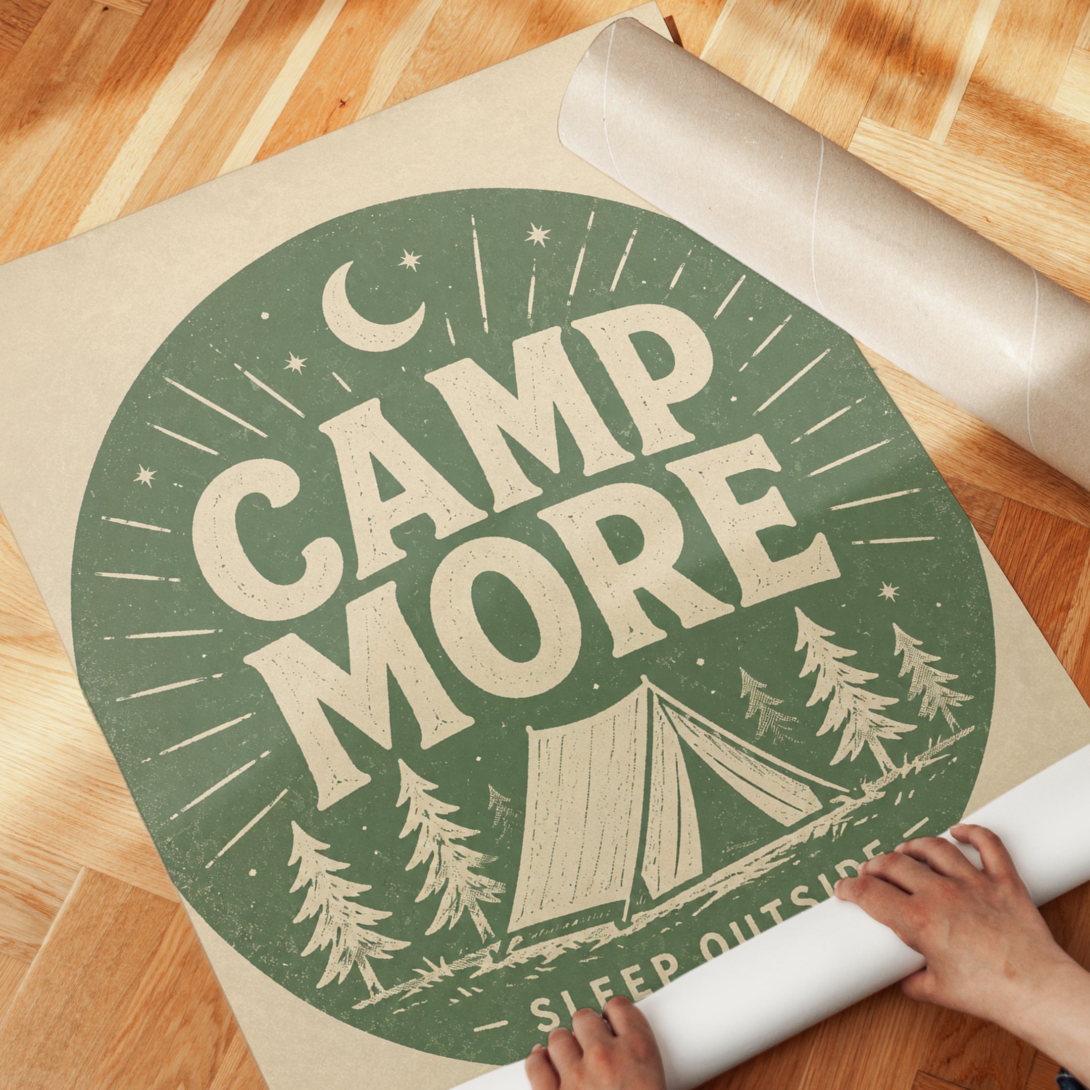 Camping Wall Art: Vintage Camp More Poster - detail