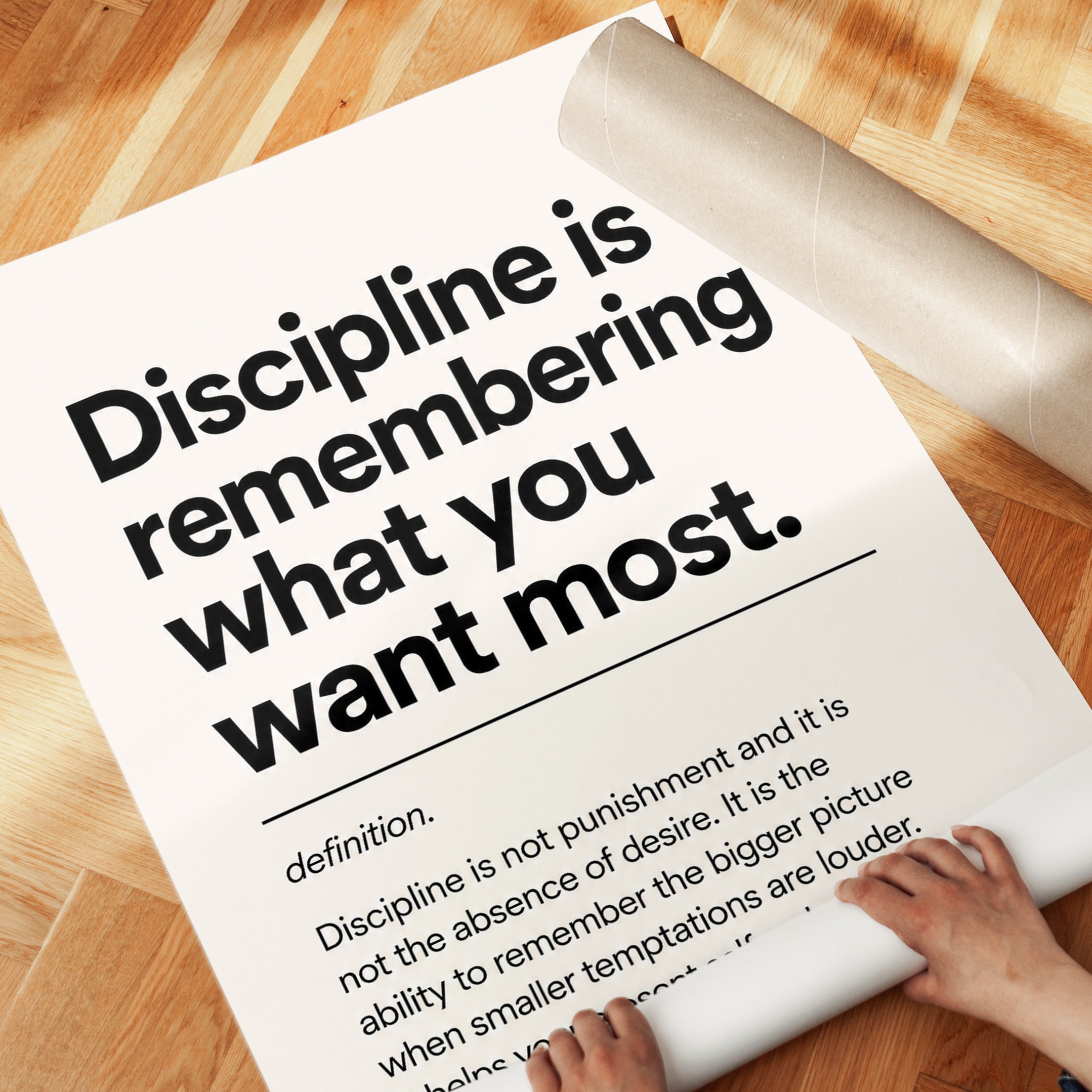 Discipline Definition Print: Motivational Typography Wall Art - detail
