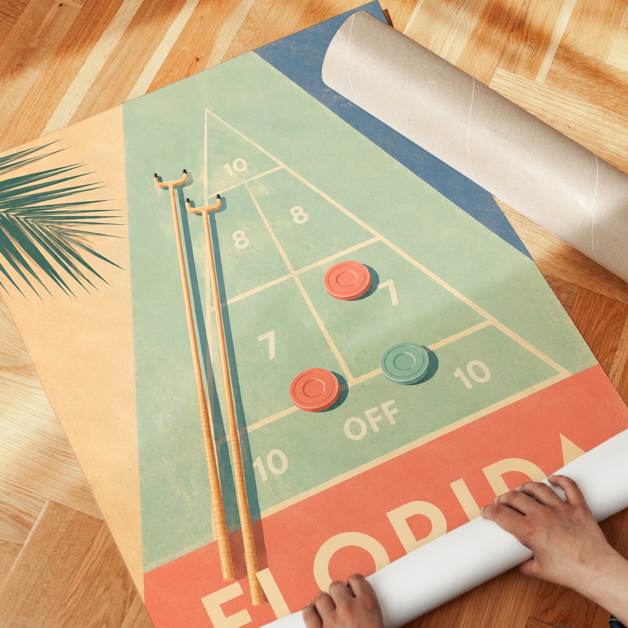 Florida Travel Poster – Shuffleboard Wall Art - detail