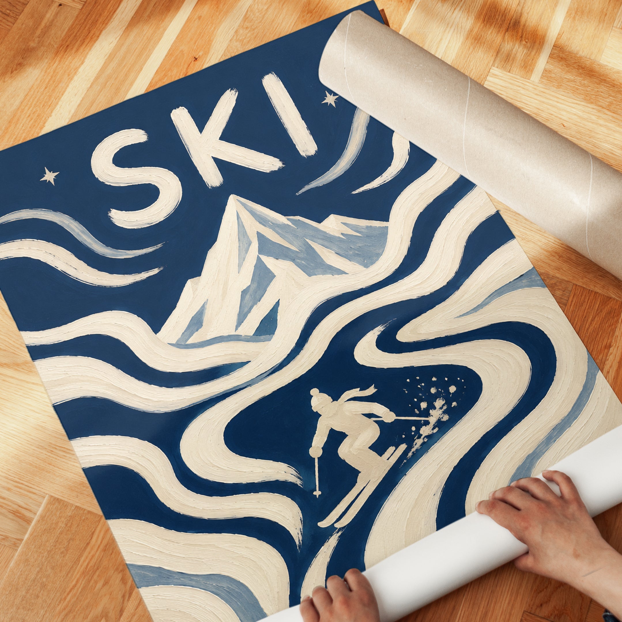Vintage Ski Poster – Art Deco Mountain Print - detail