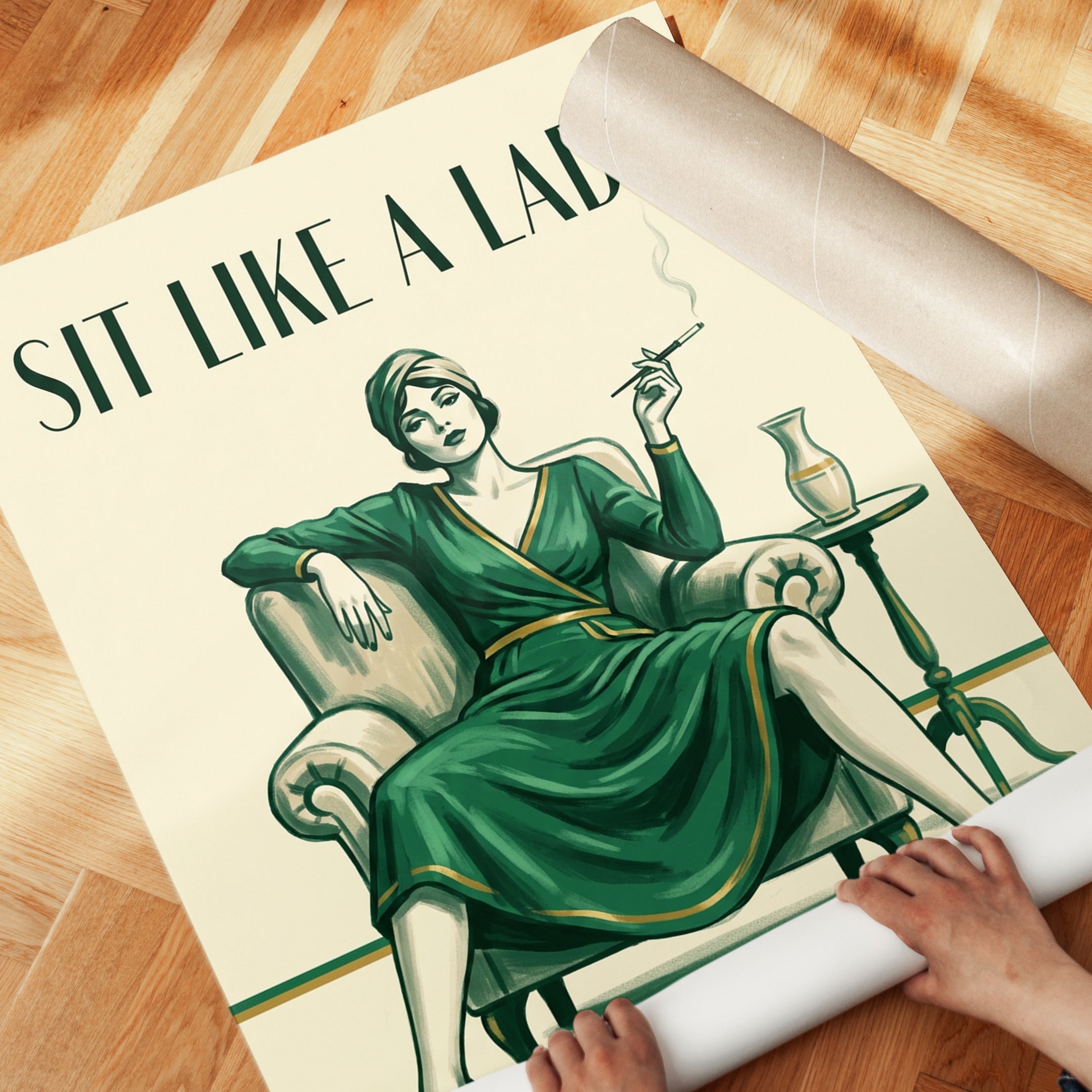 Sit Like a Lady Art Deco Print - detail