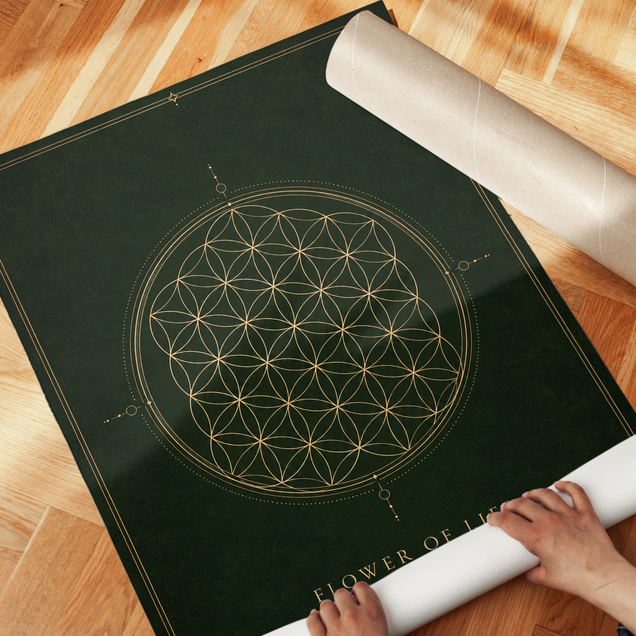 Sacred Geometry Print: Flower of Life Design - detail