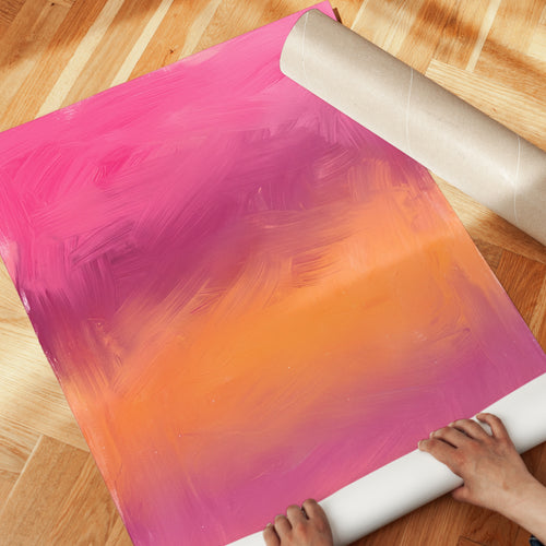 Abstract Gradient Print — Pink Orange Sunset Ombre - detail