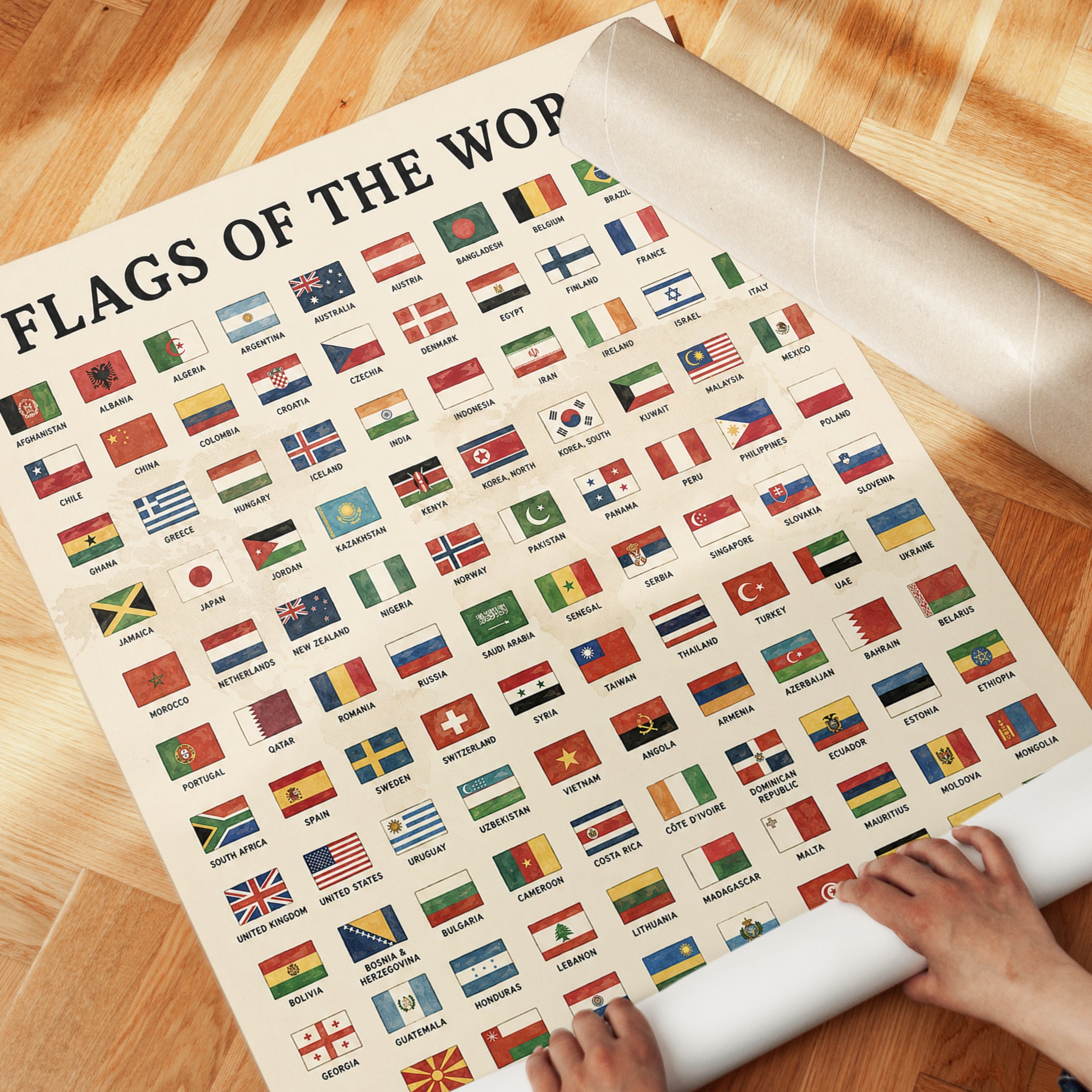 Flags of the World Educational Poster: Vintage Reference Chart - detail