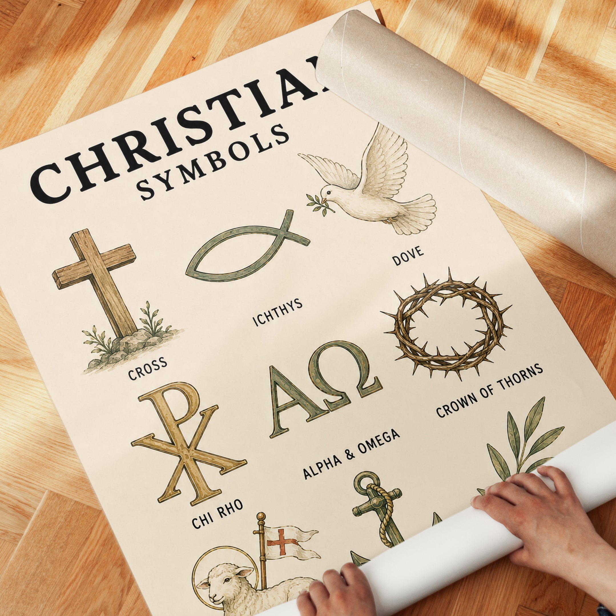Christian Symbols Art Print - detail