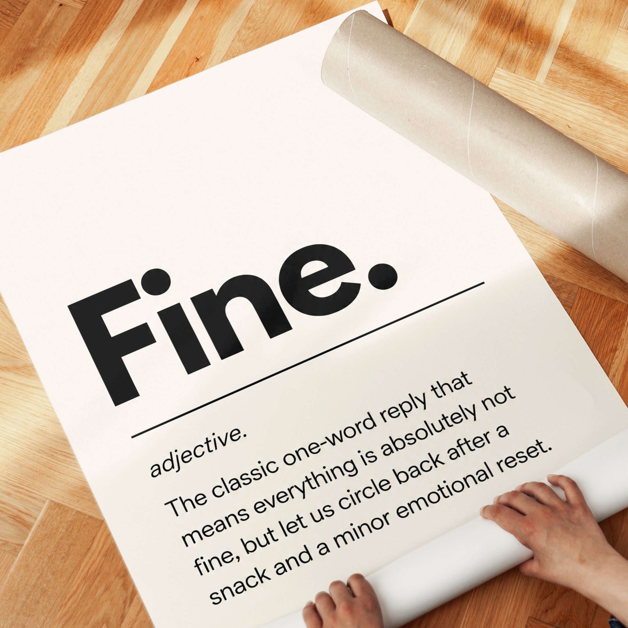 Humorous Typography Print: "Fine" Definition - detail