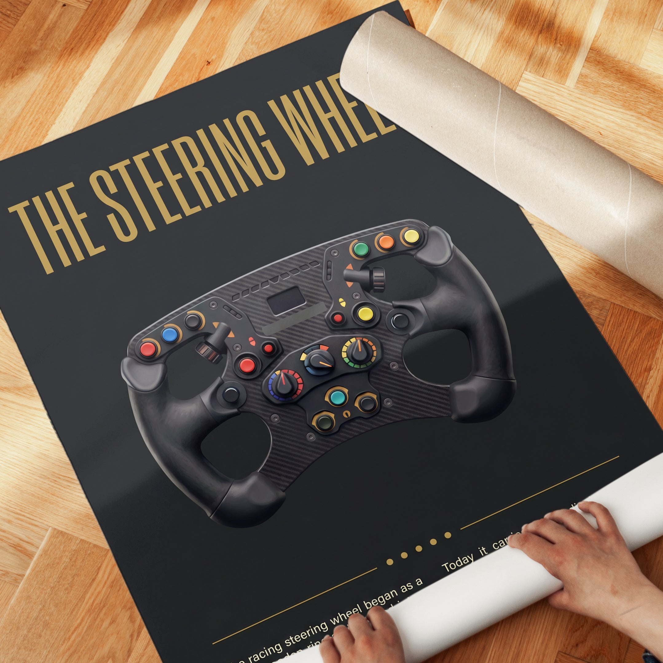 F1 Steering Wheel Technical Print – Racing Controls Blueprint - detail