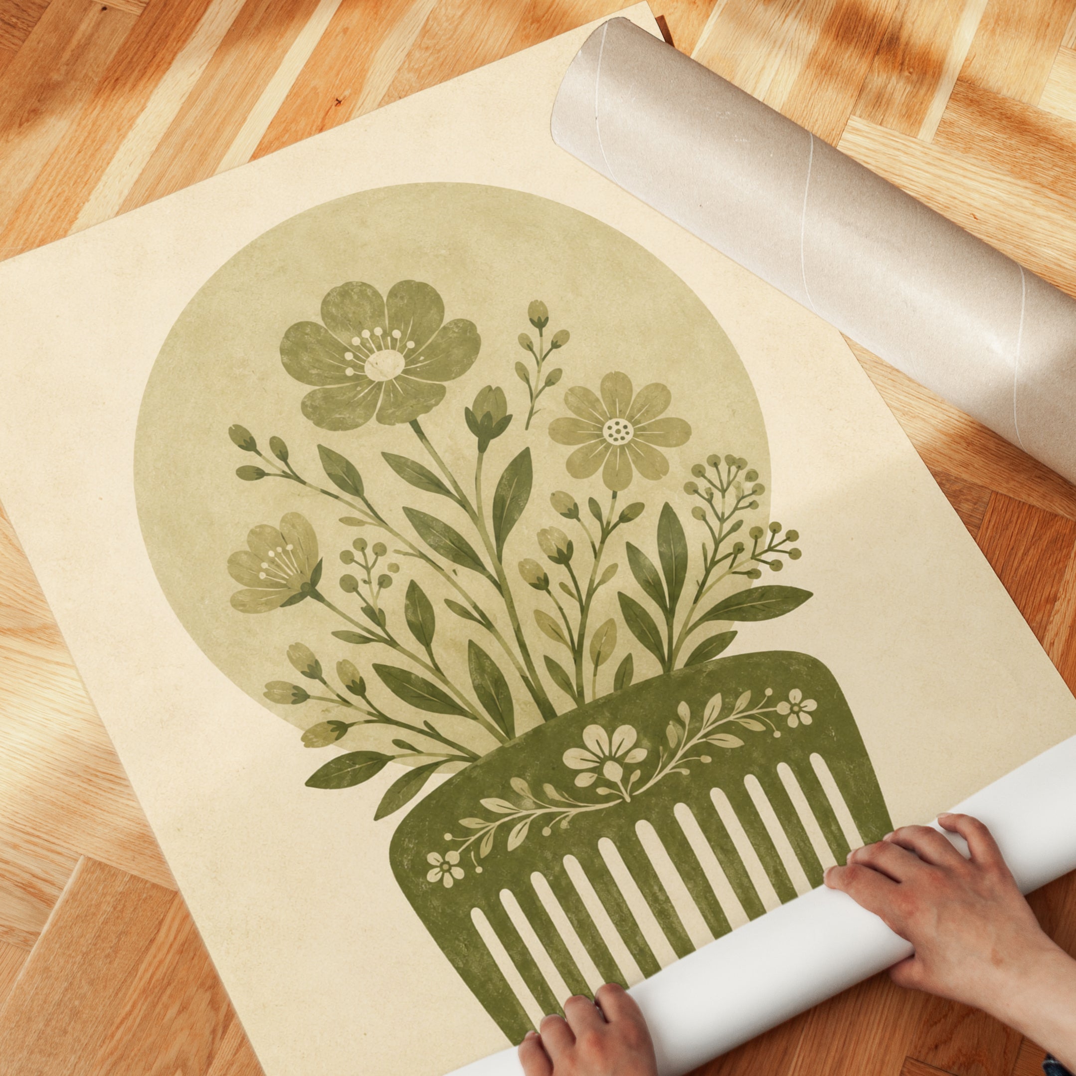 Botanical Hair Comb Print - detail