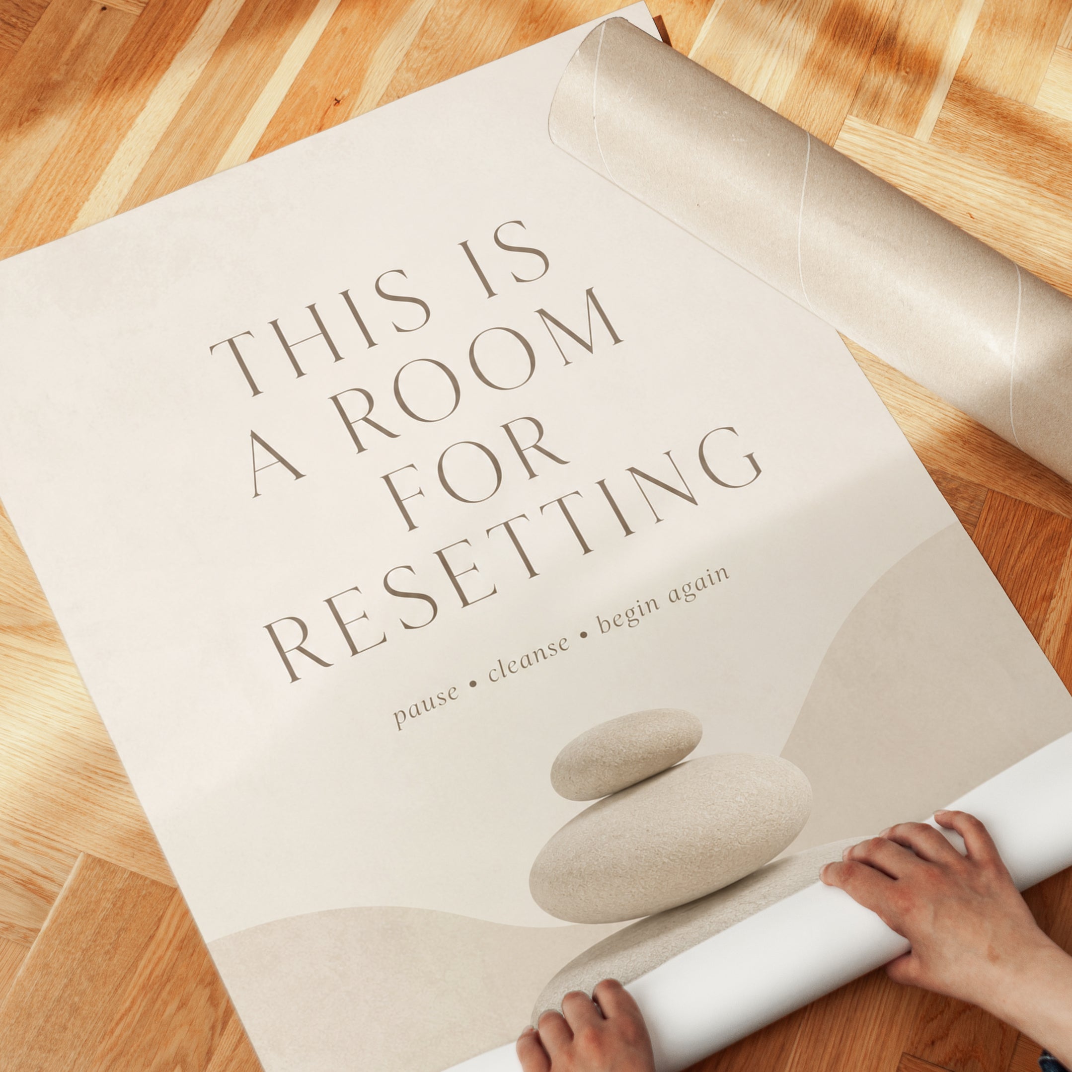 Spa Bathroom Wall Art – Resetting Quote Print - detail