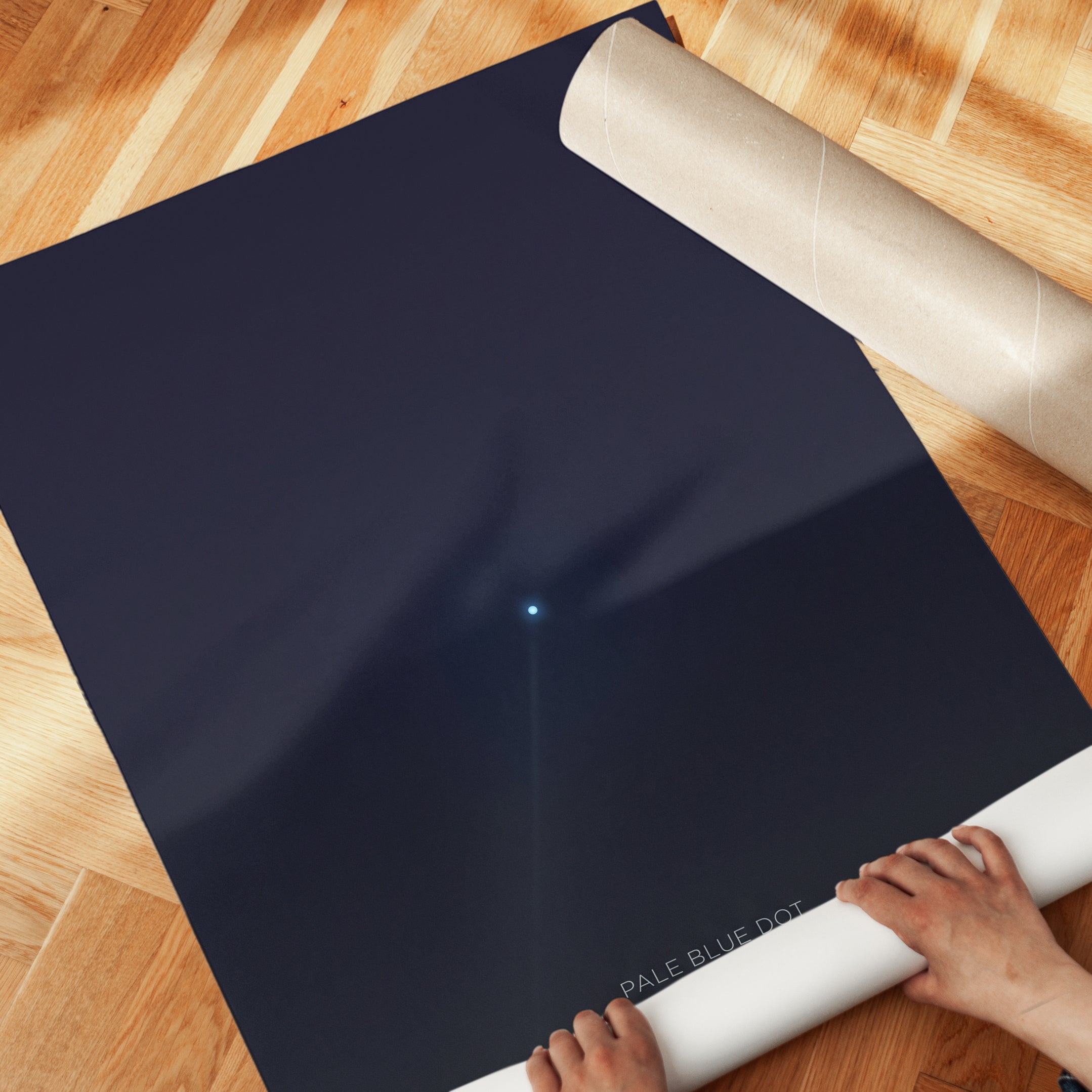 Cosmic Wall Art: Pale Blue Dot Astronomy Print (Minimalist Style) - detail