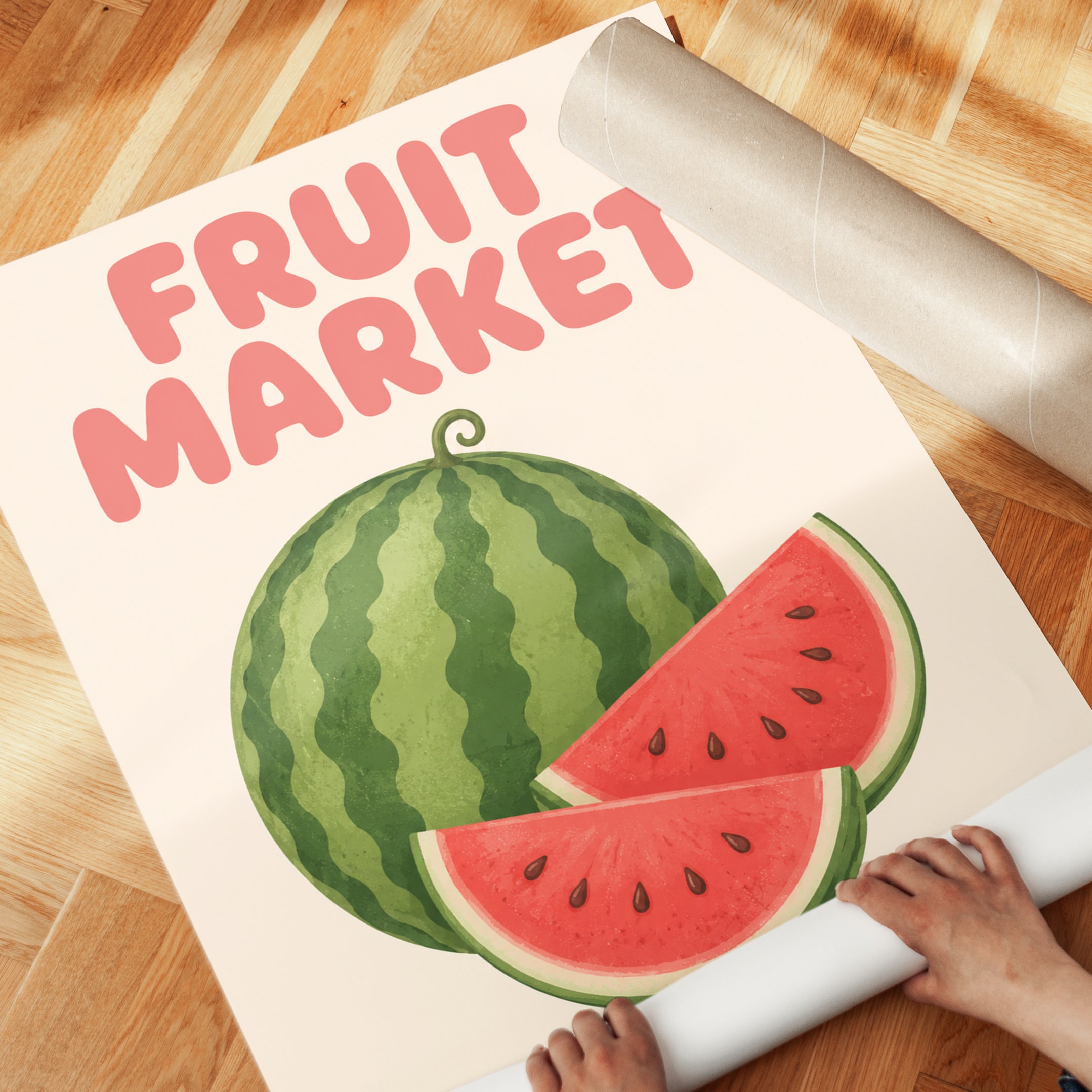 Watermelon Kitchen Print – Fruit Market Wall Art - detail