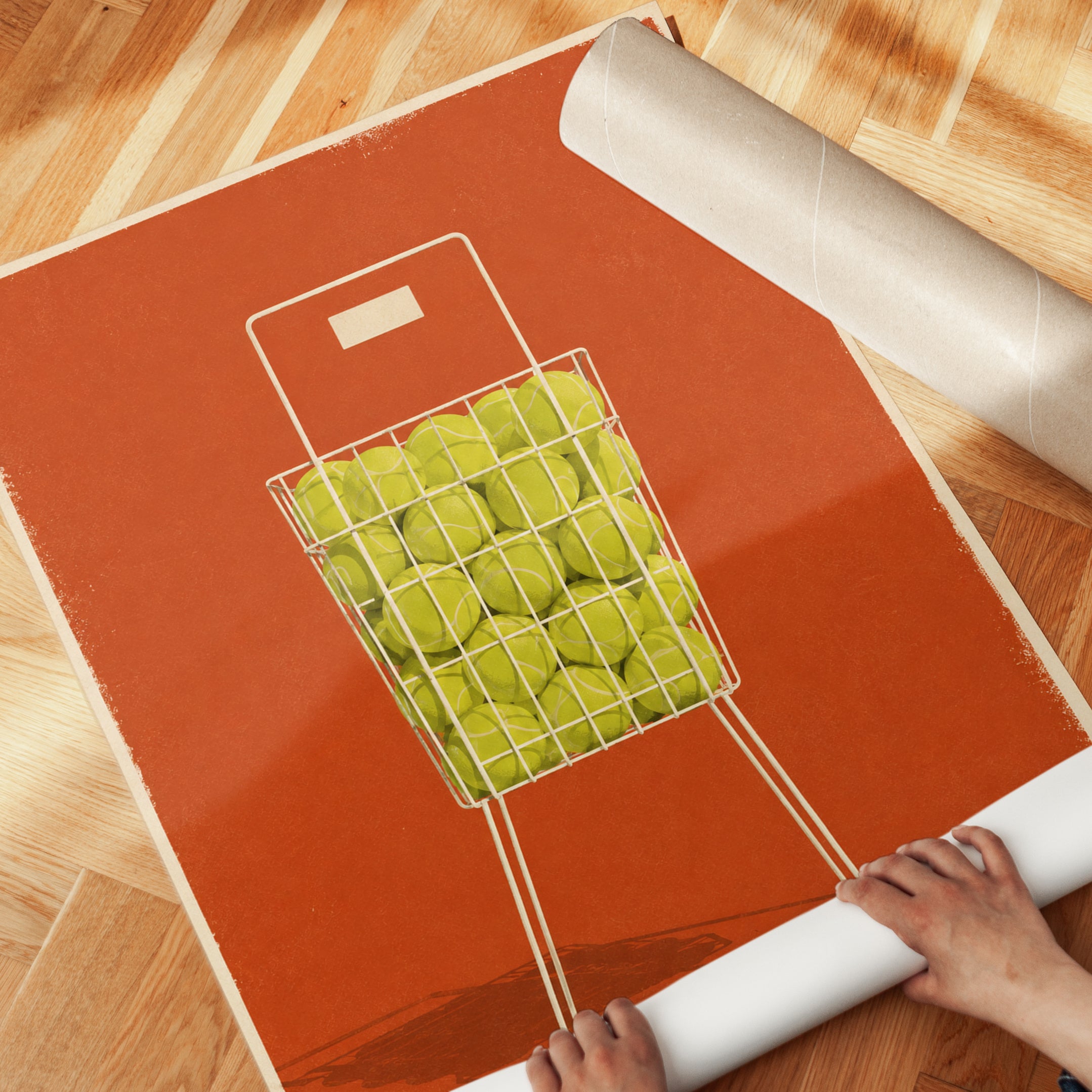 Tennis Ball Basket Print - detail