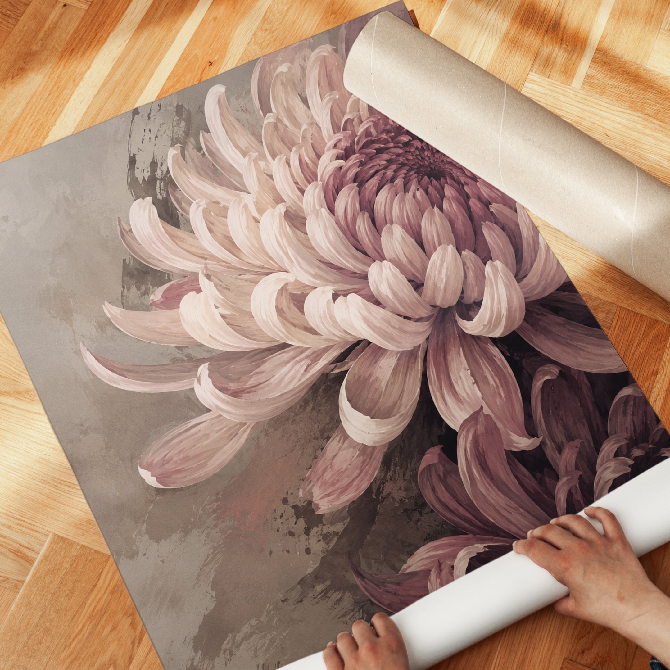 Chrysanthemum Print – Vintage Floral Wall Art - detail