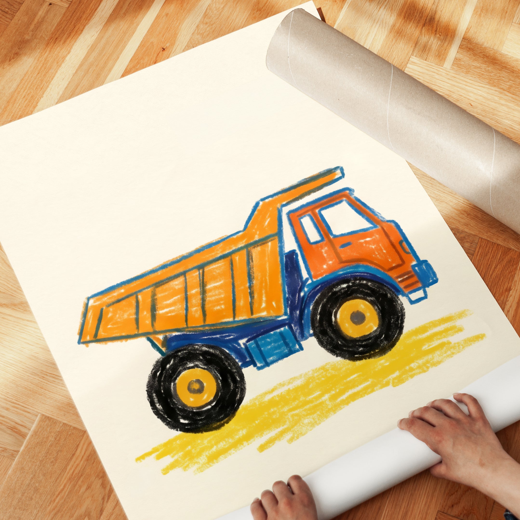 Kids Room Wall Art: Playful Toy Dump Truck - detail