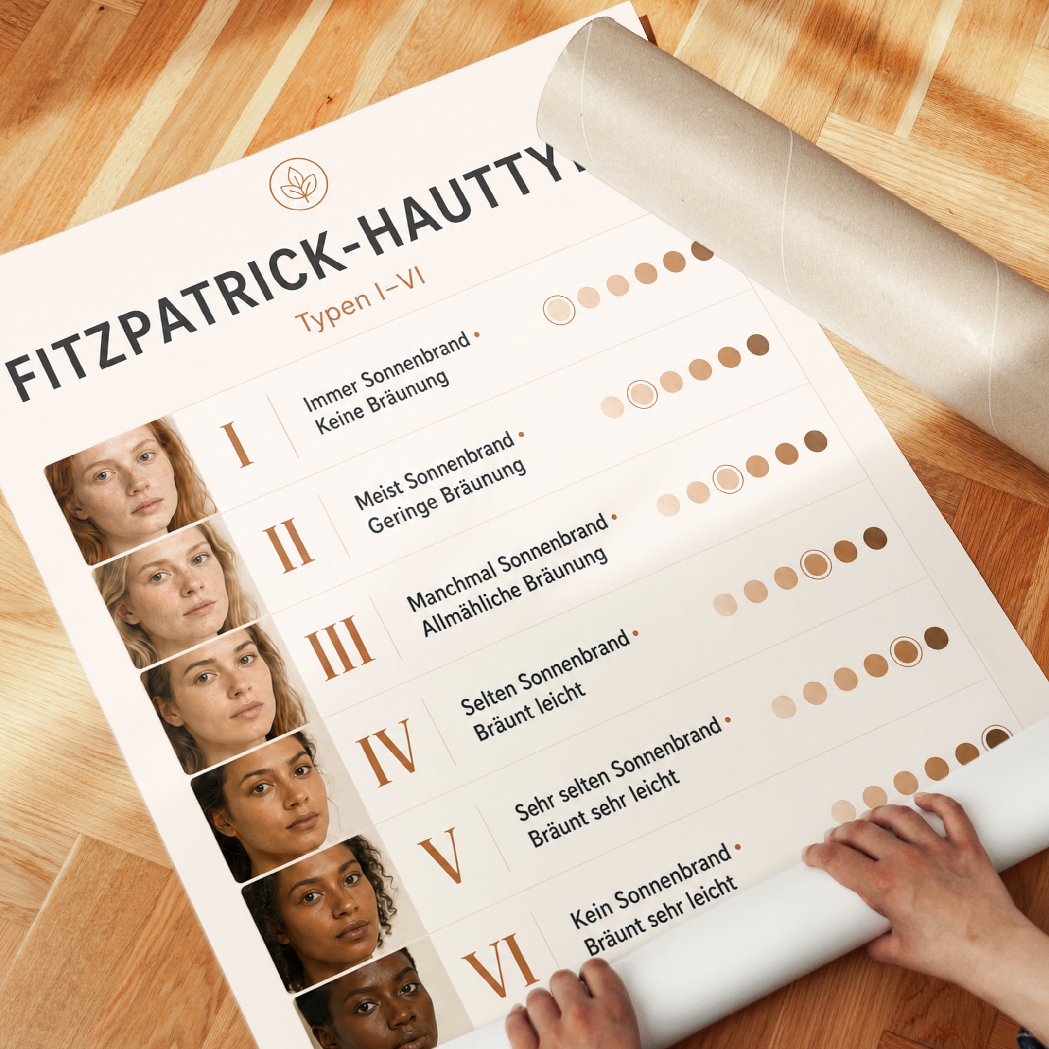 Skin Type Chart Poster – Fitzpatrick Scale Print - detail