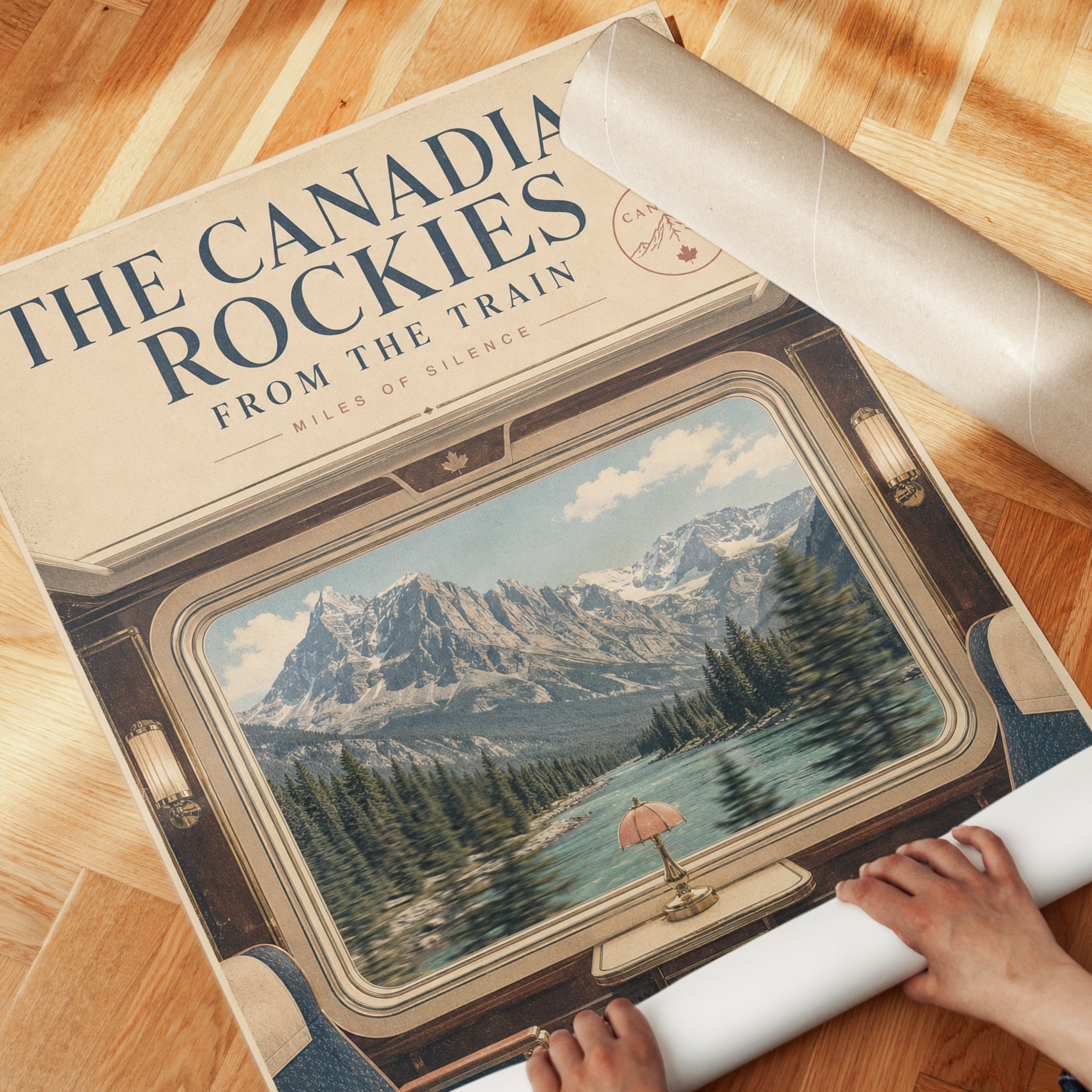 Vintage Train Poster – Canadian Rockies Print - detail