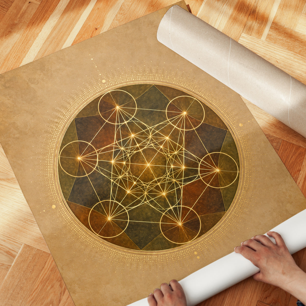 Metatron's Cube Print: Spiritual Geometry Art - detail