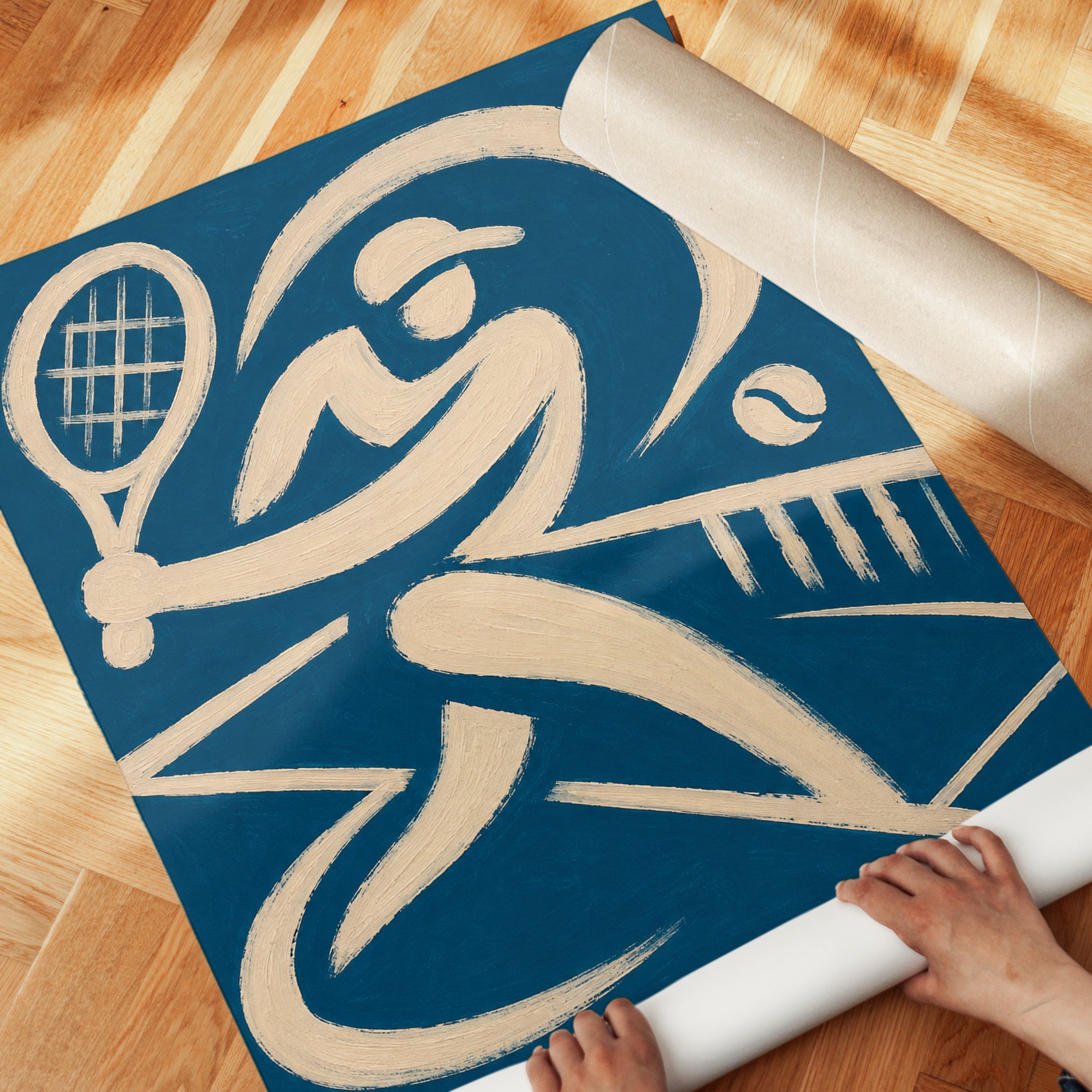 Retro Tennis Player Art Deco Print - detail