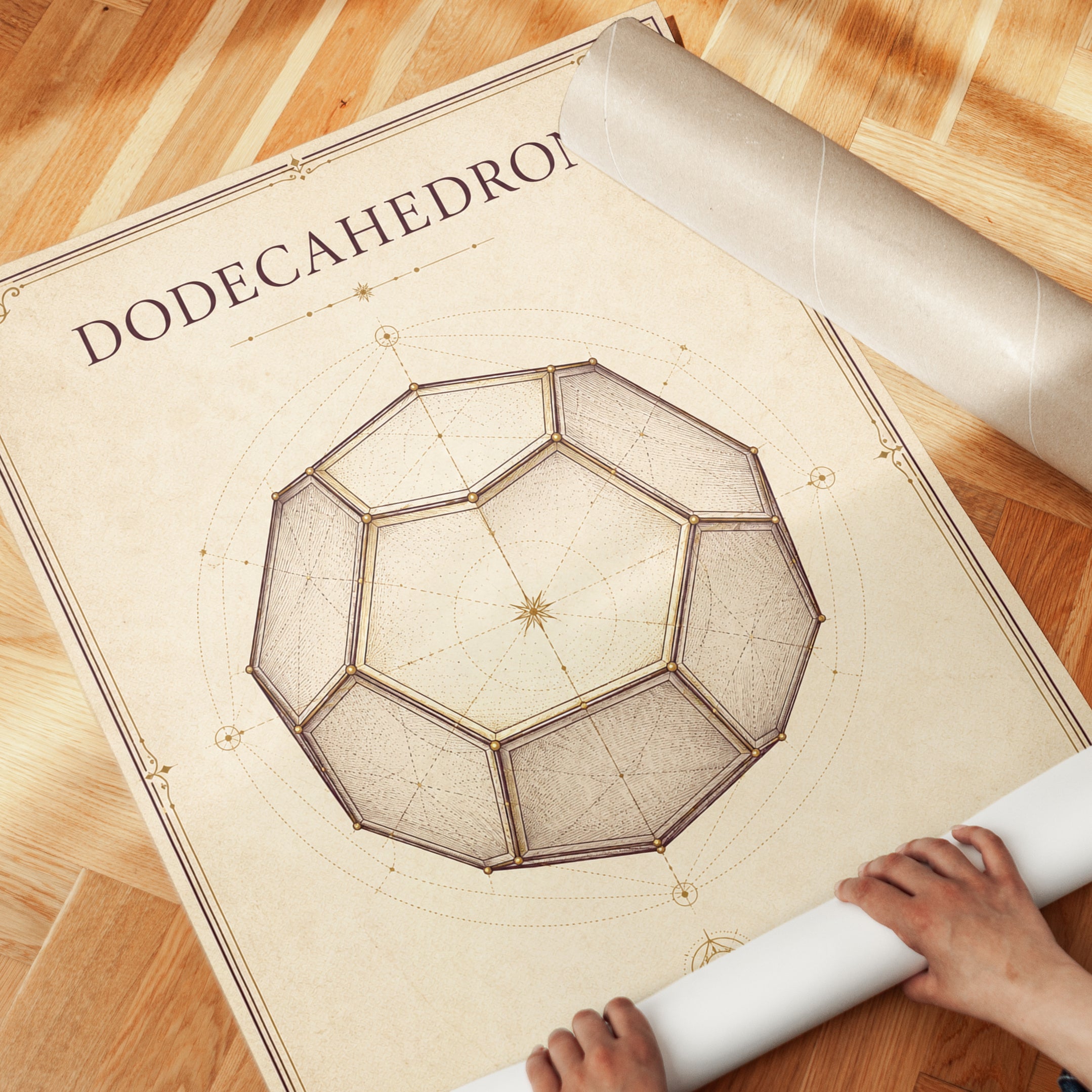 Sacred Geometry Wall Art: Dodecahedron Design - detail