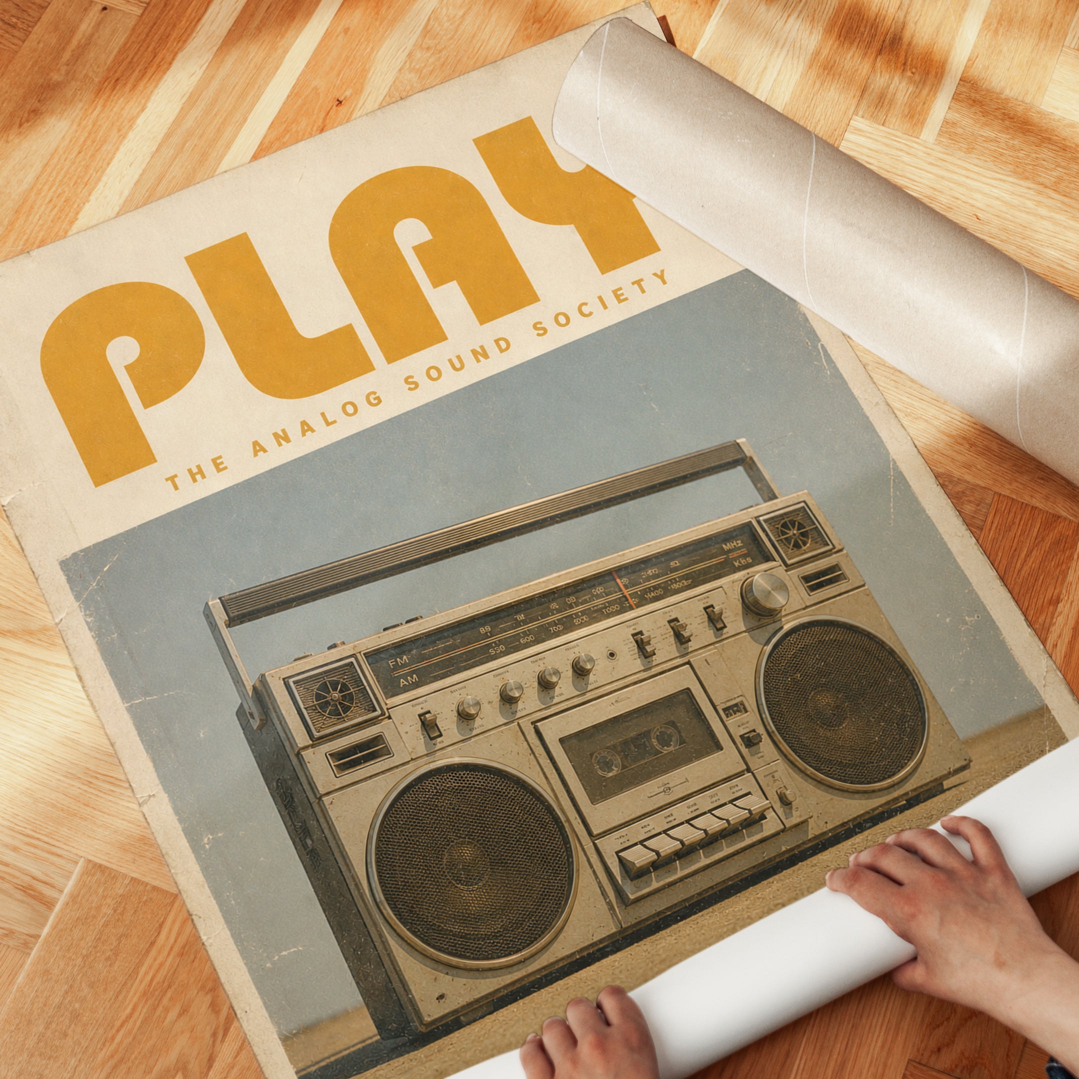 Retro Boombox Poster — Vintage 70s 80s Analog Sound - detail