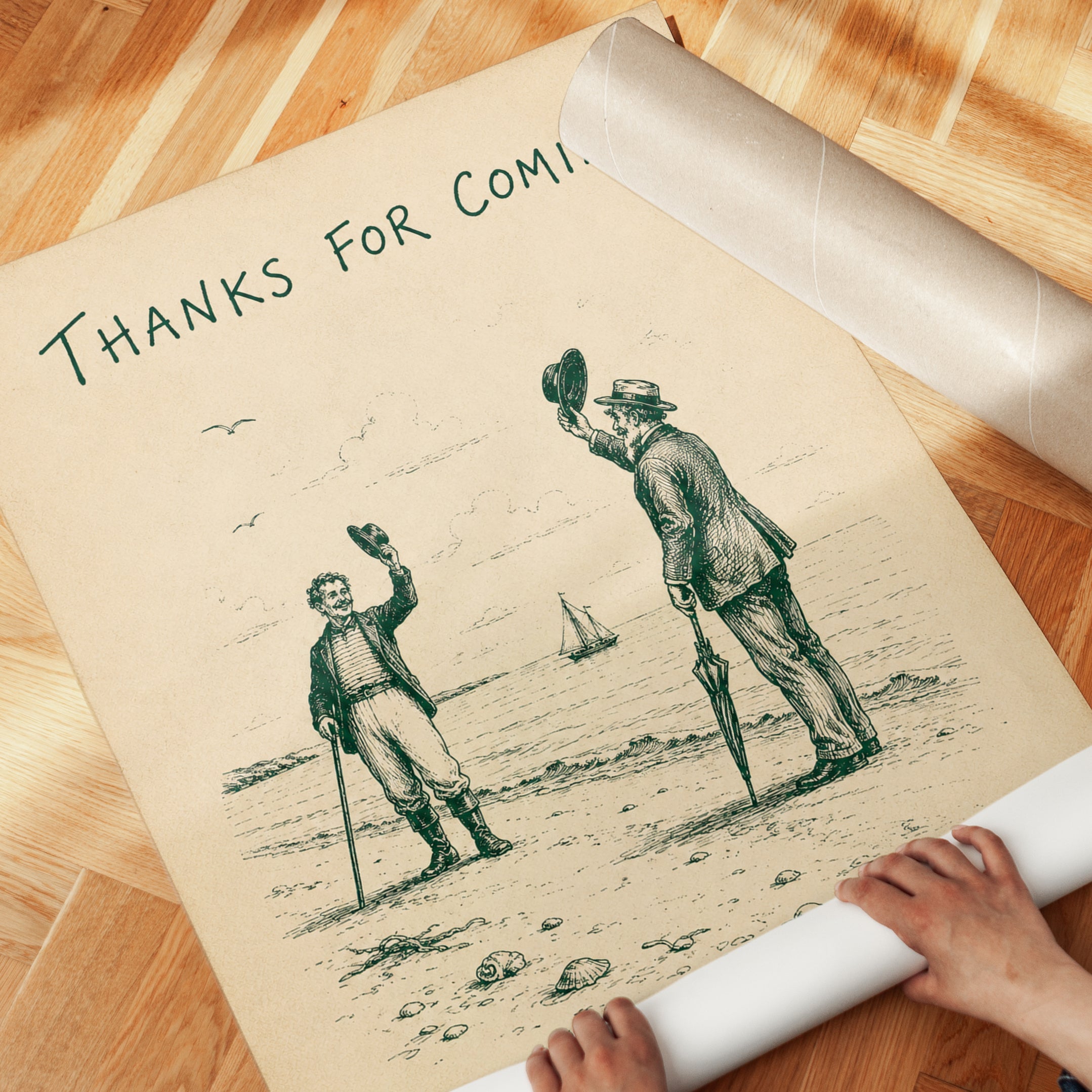 Nautical Vintage Beach Print - detail