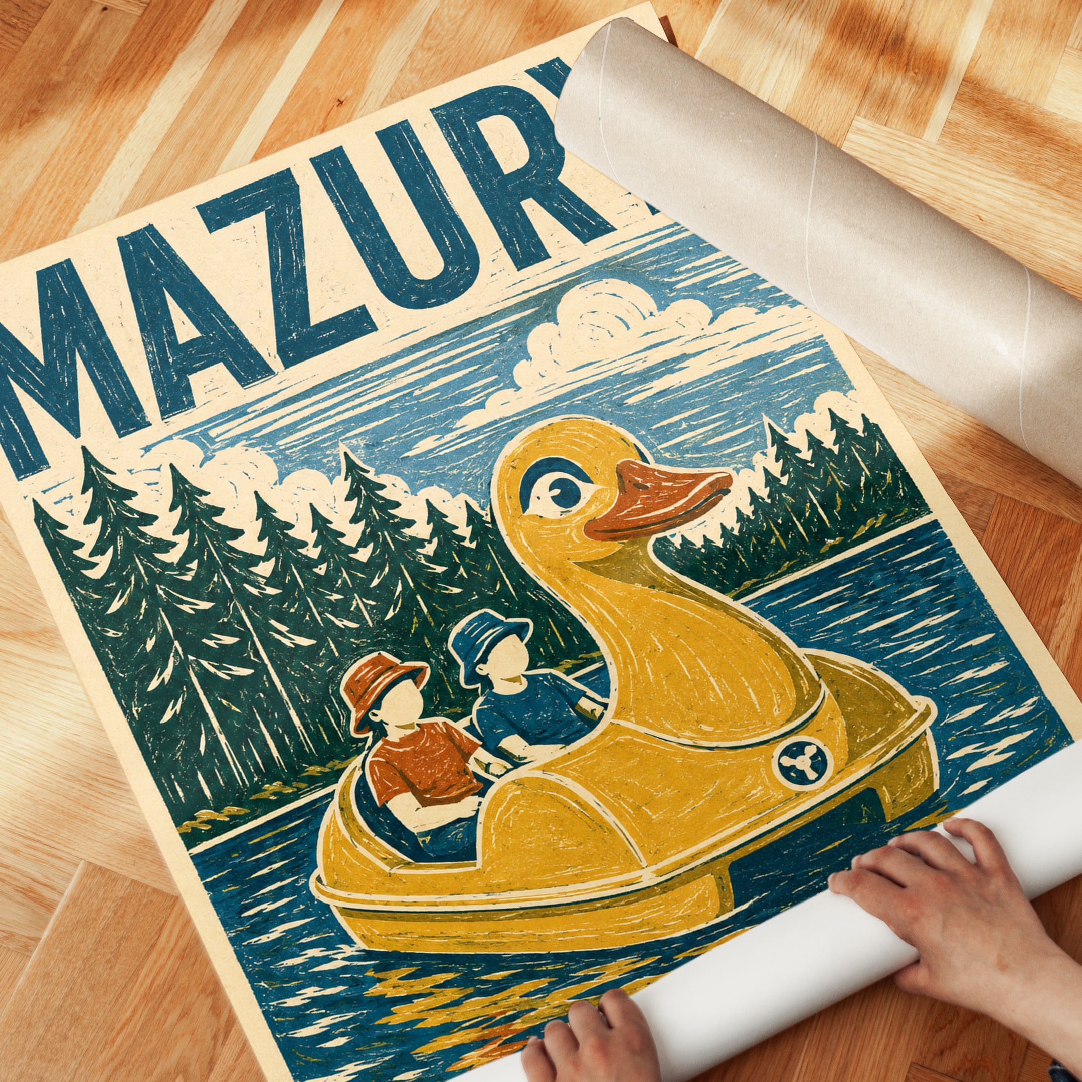 Vintage Travel Poster – Mazury Poland Lake Print - detail