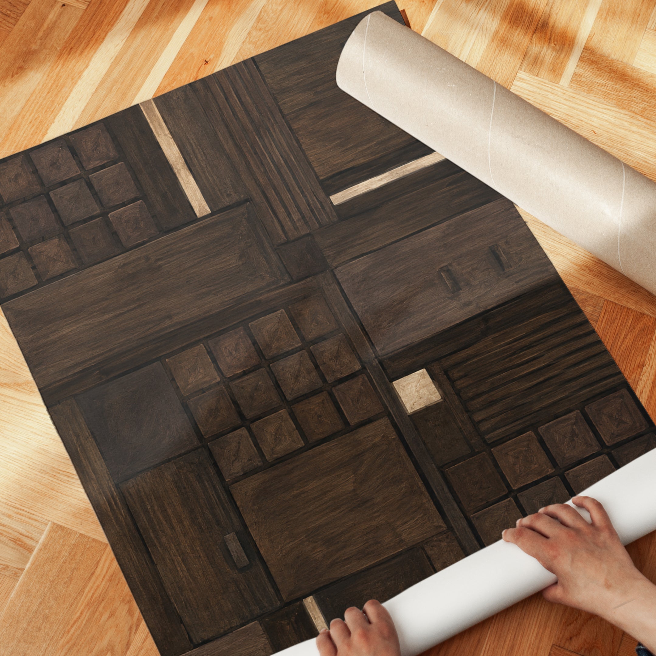 Japanese Wooden Doors Art Print: Traditional Architecture Pattern - detail