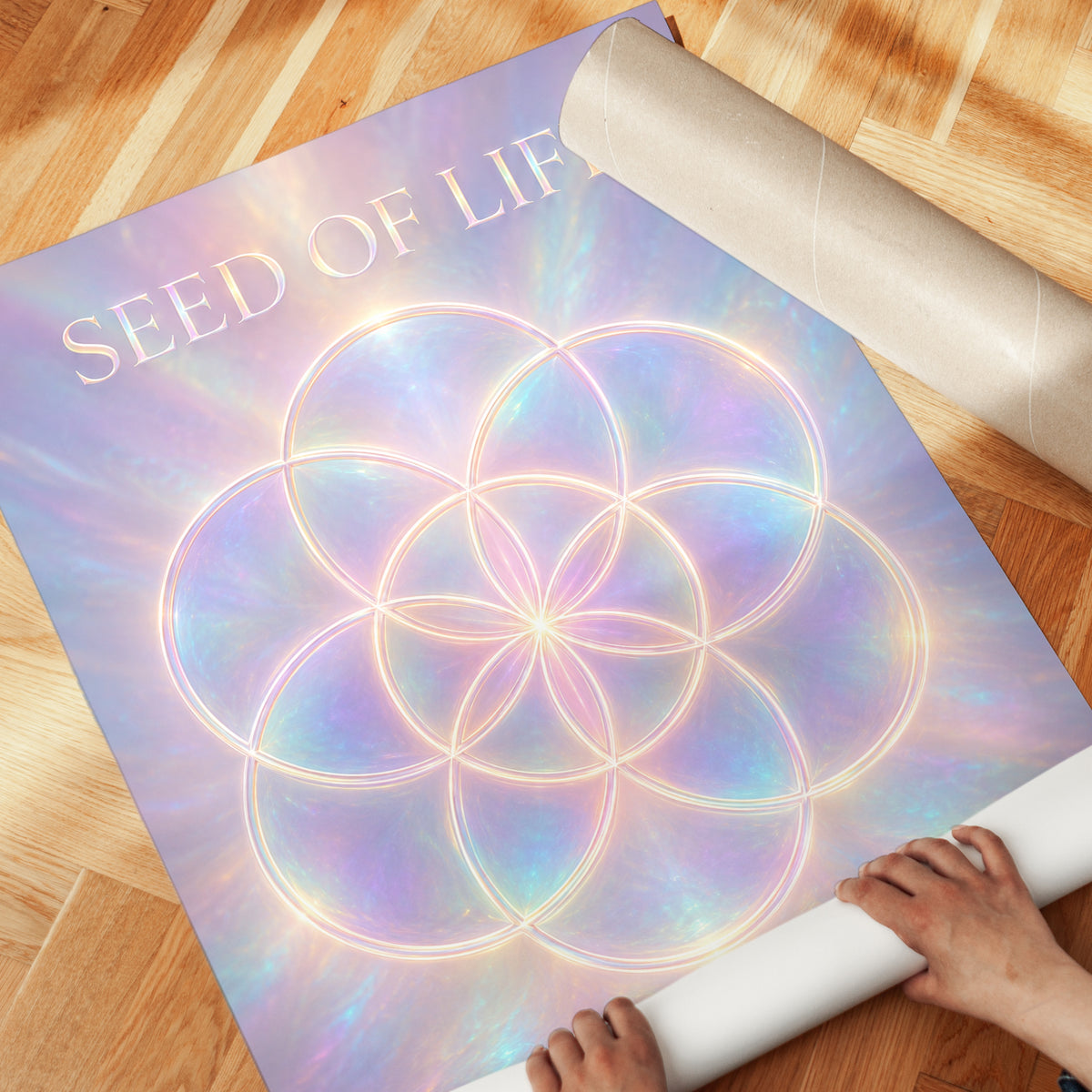 Flower of Life Print: Soft Pastel Sacred Geometry (Meditation Decor) - detail