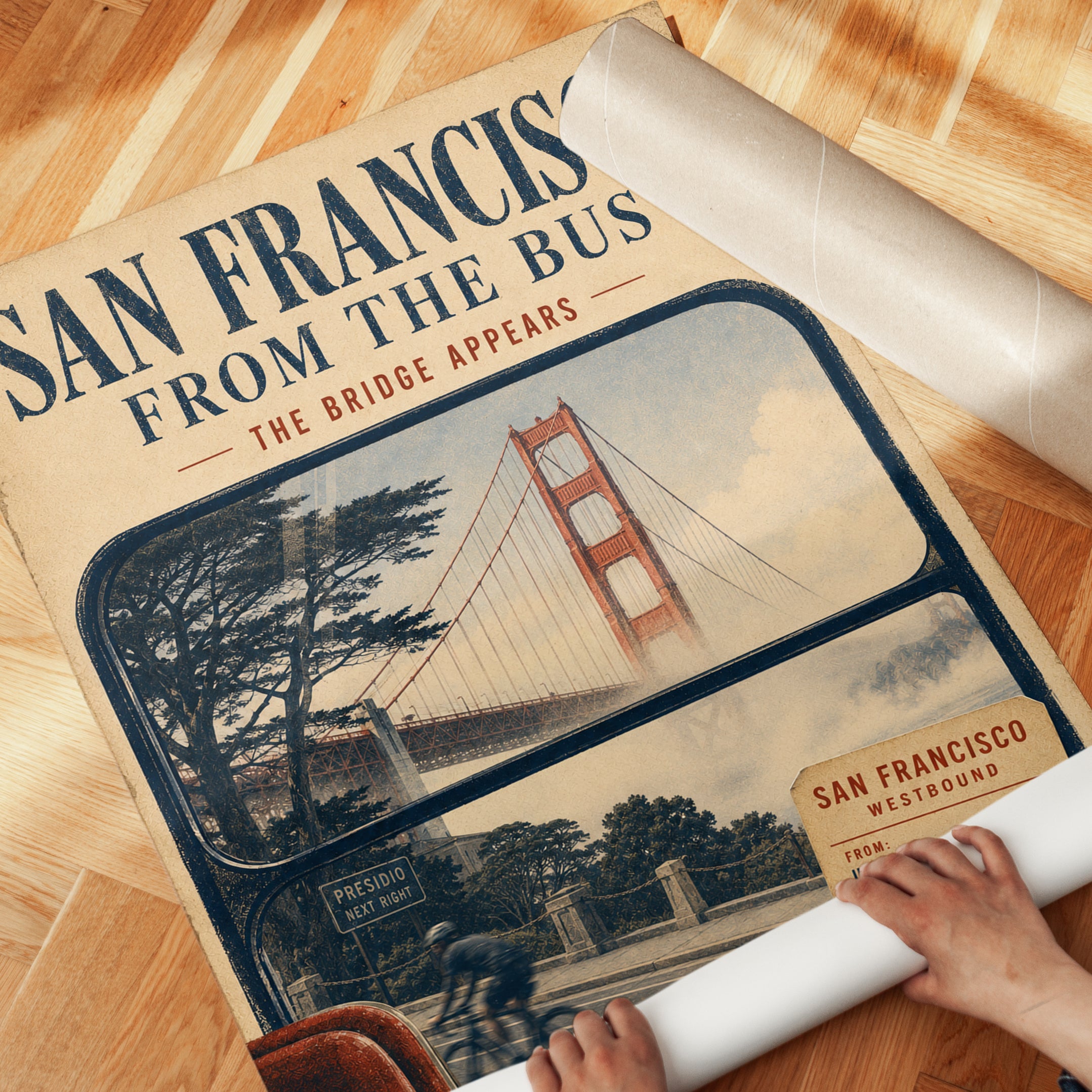 San Francisco Poster – Vintage Travel Print - detail