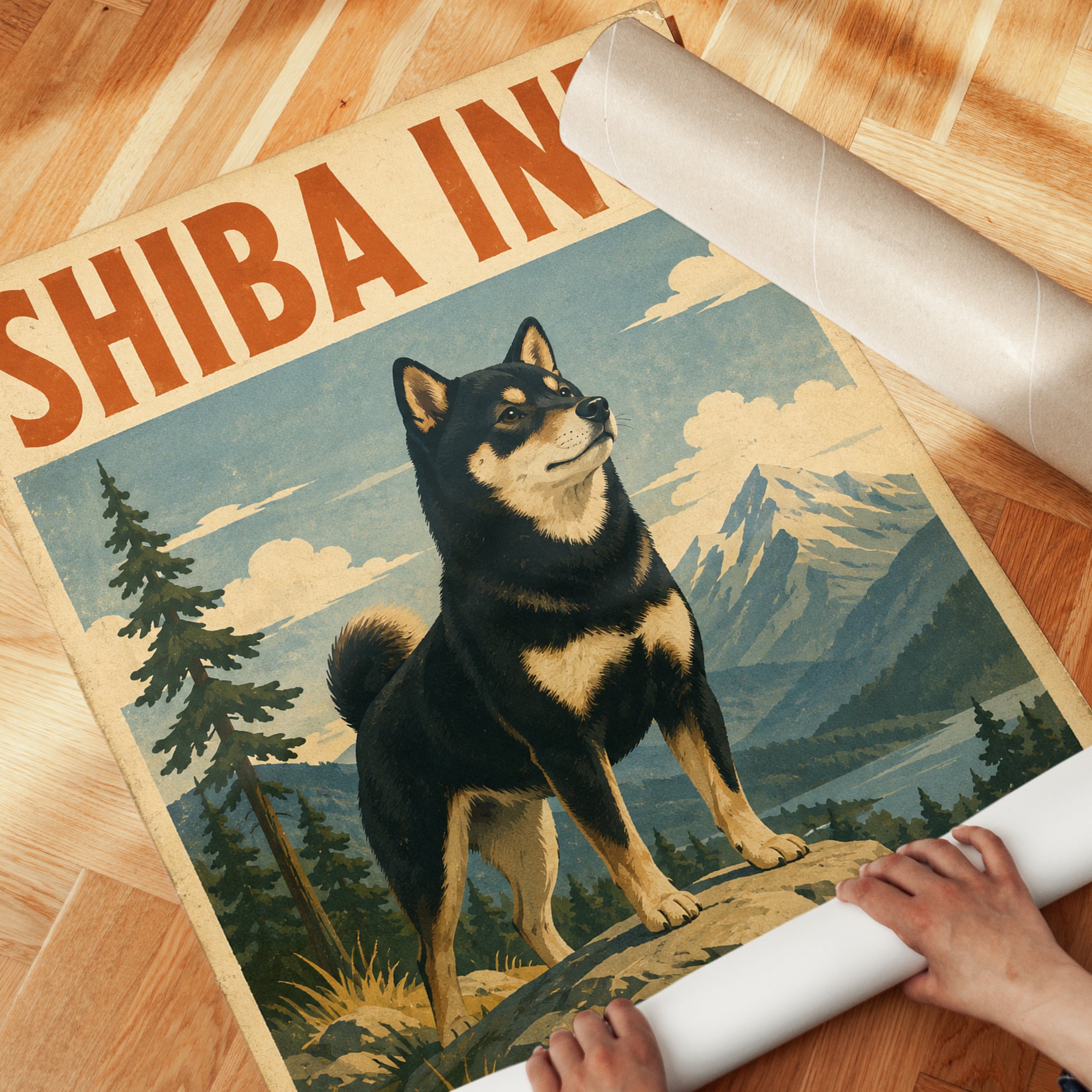 Dog Breed Poster – Vintage Shiba Inu Print - detail