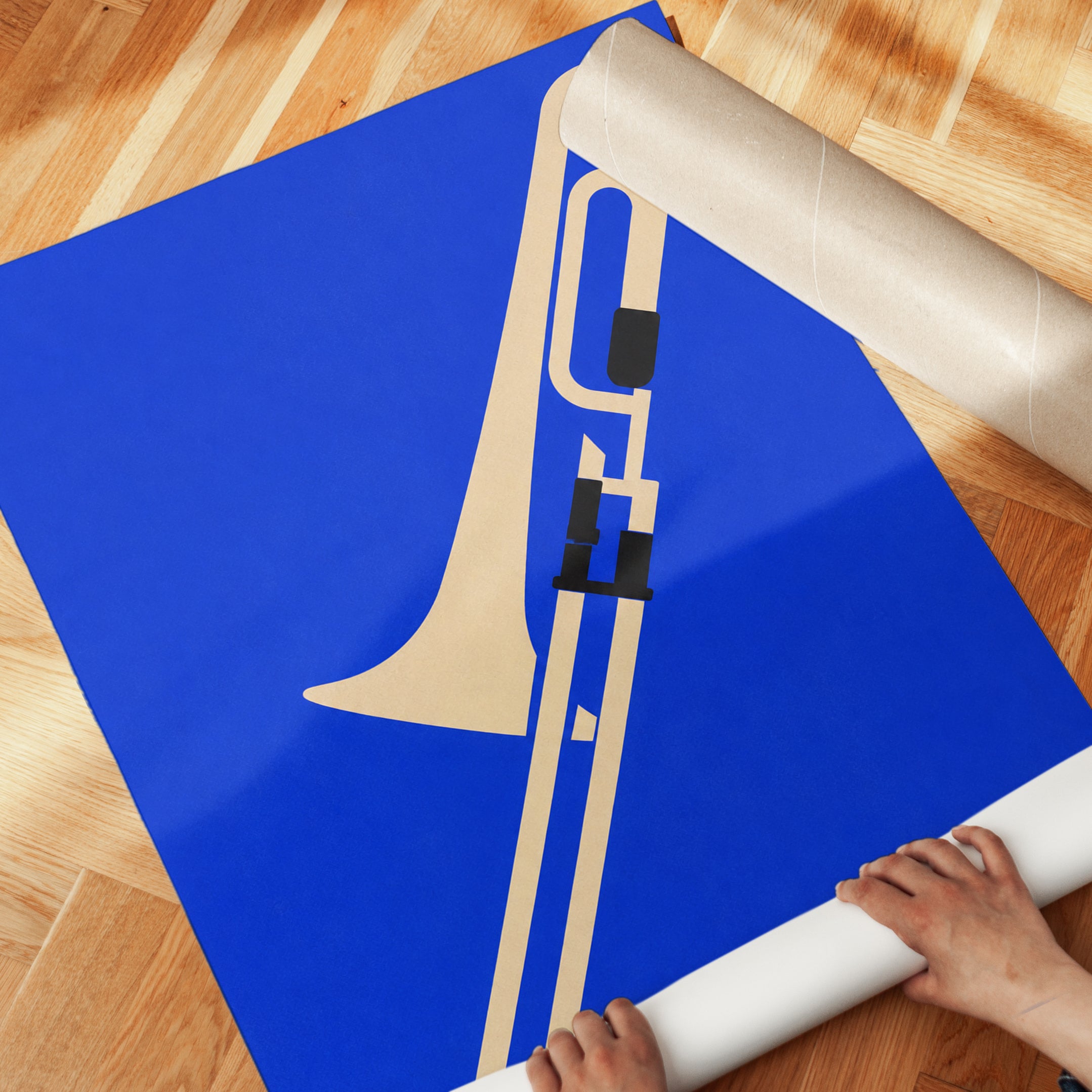 Trombone Art Print — Bold Minimalist Jazz Instrument - detail