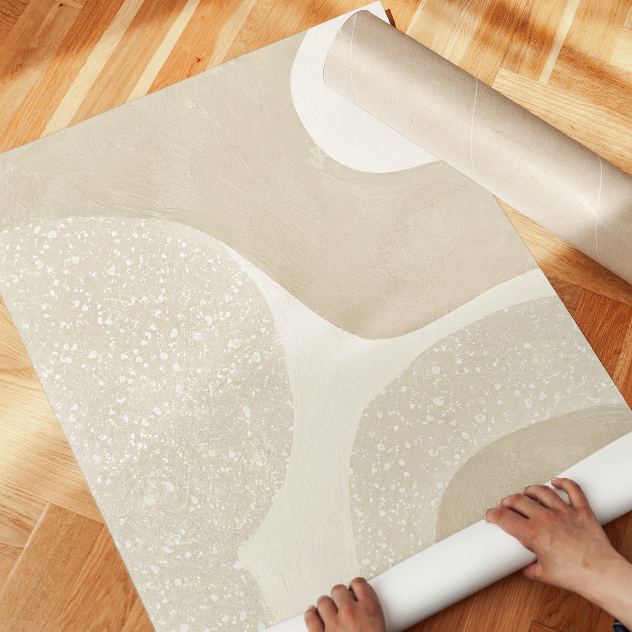 Neutral Abstract Curves Art Print: Minimalist Beige Organic Design - detail