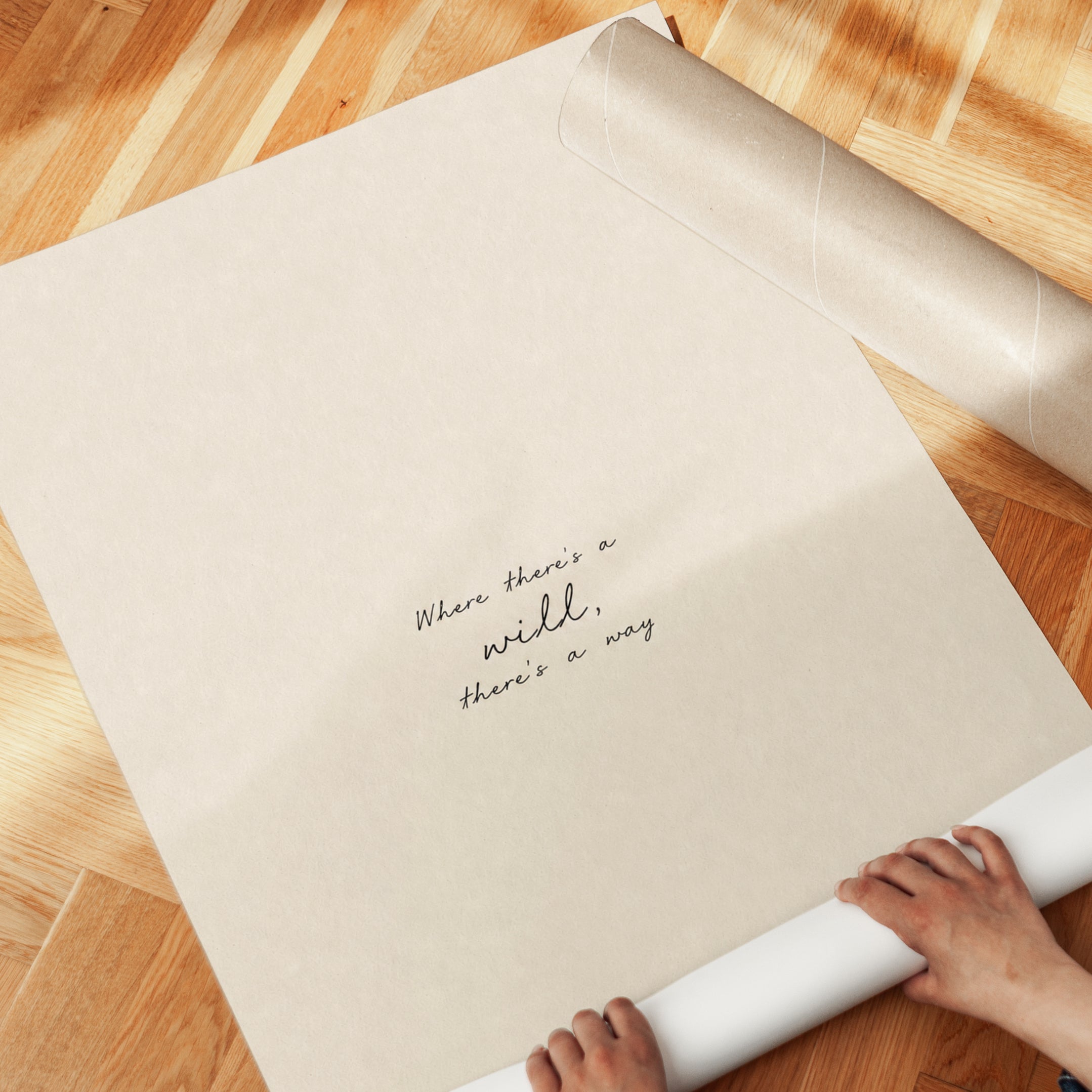 Where There's A Will Quote Print: Minimalist Beige Typography - detail